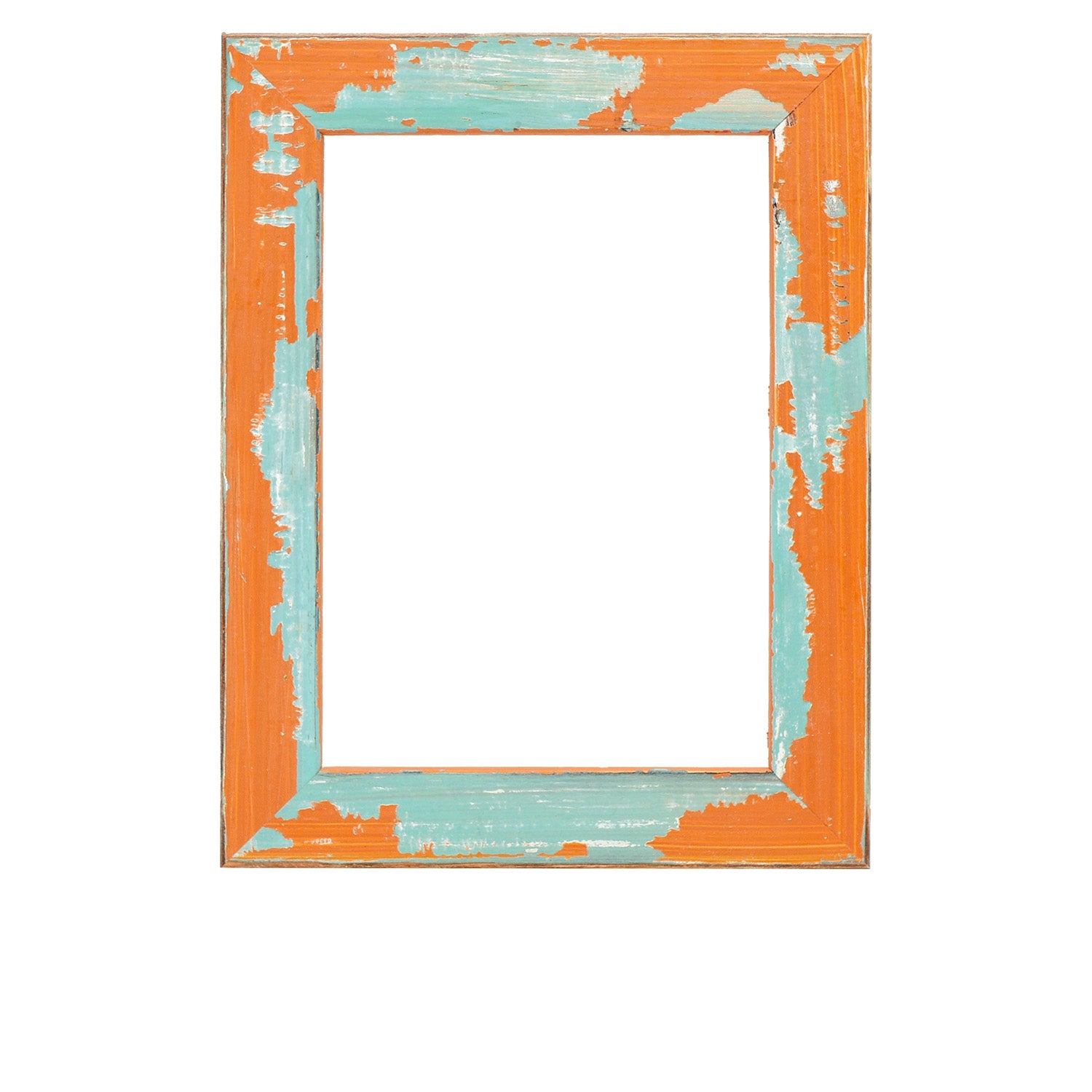 Orange Rustic Distressed Wood Picture Frame