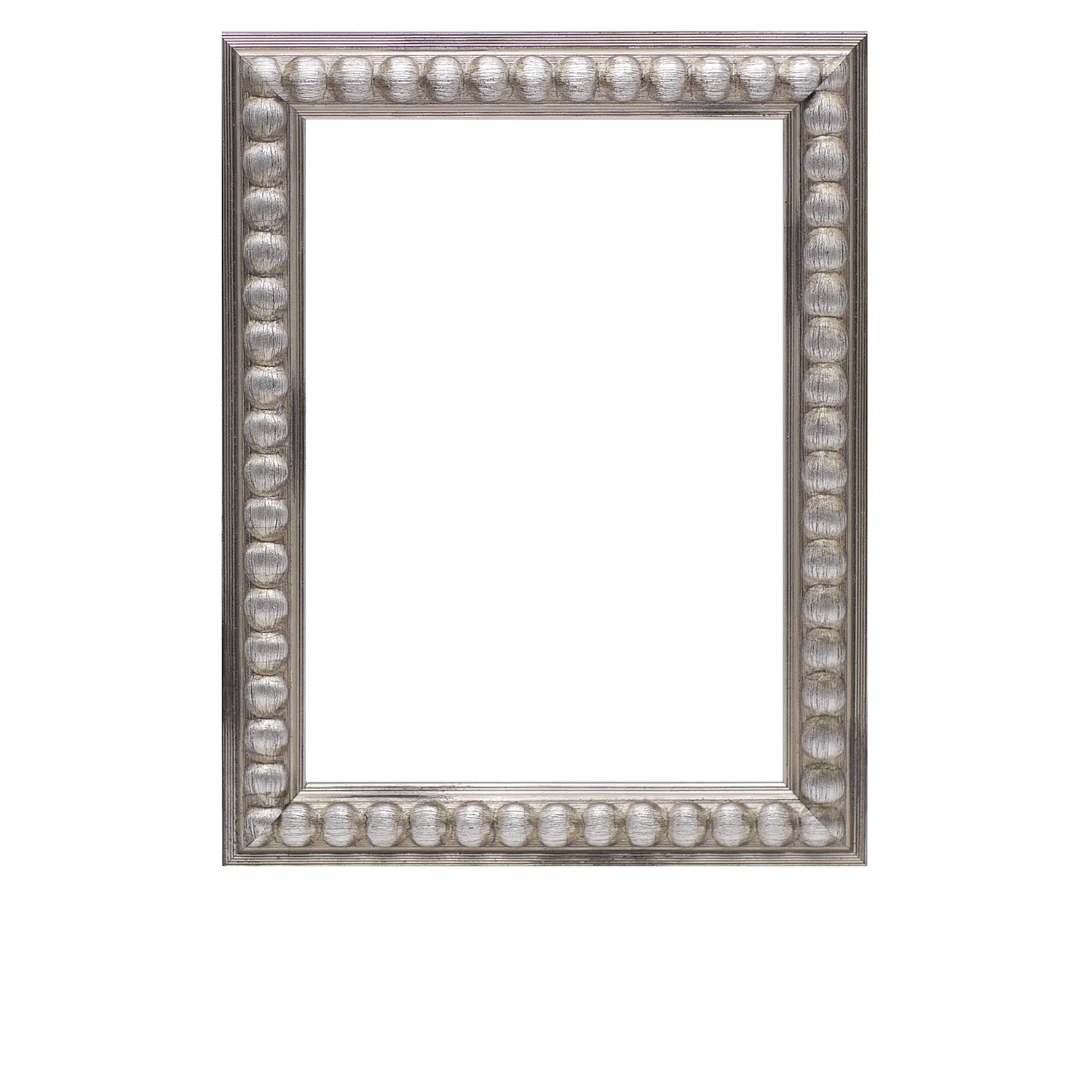 Silver Distressed Beaded Ornate Wood Picture Frame