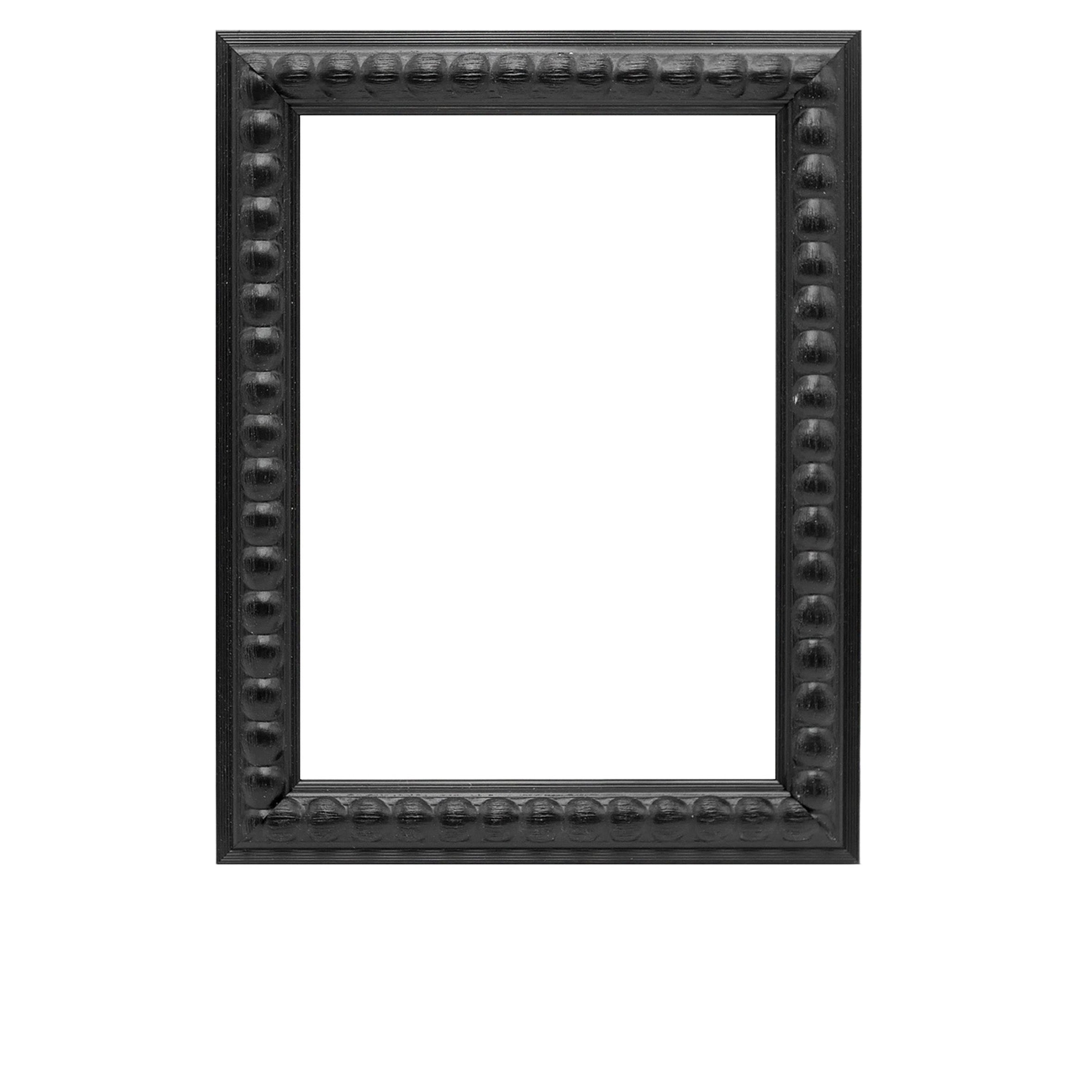 Black Distressed Beaded Ornate Wood Picture Frame