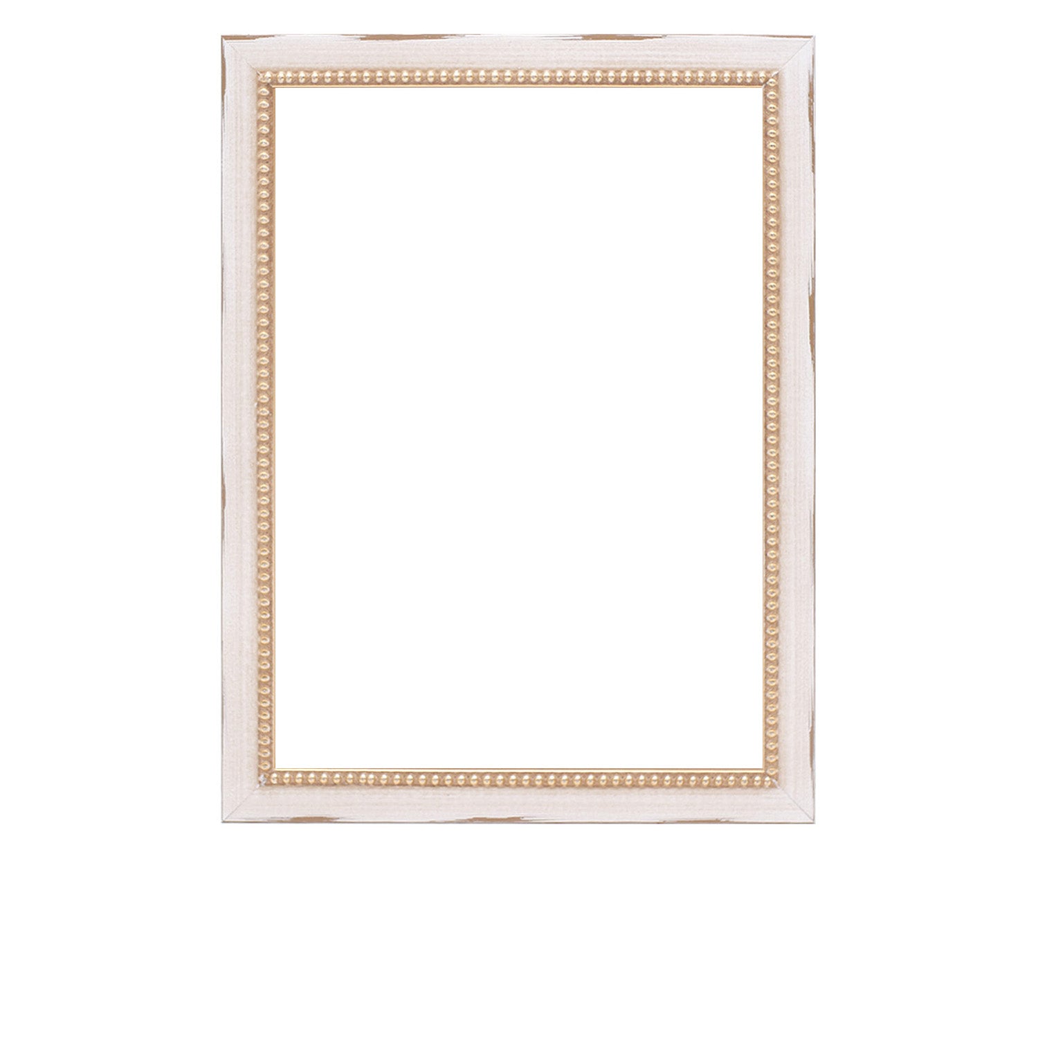 Ivory and Gold Beaded Wood Picture Frame