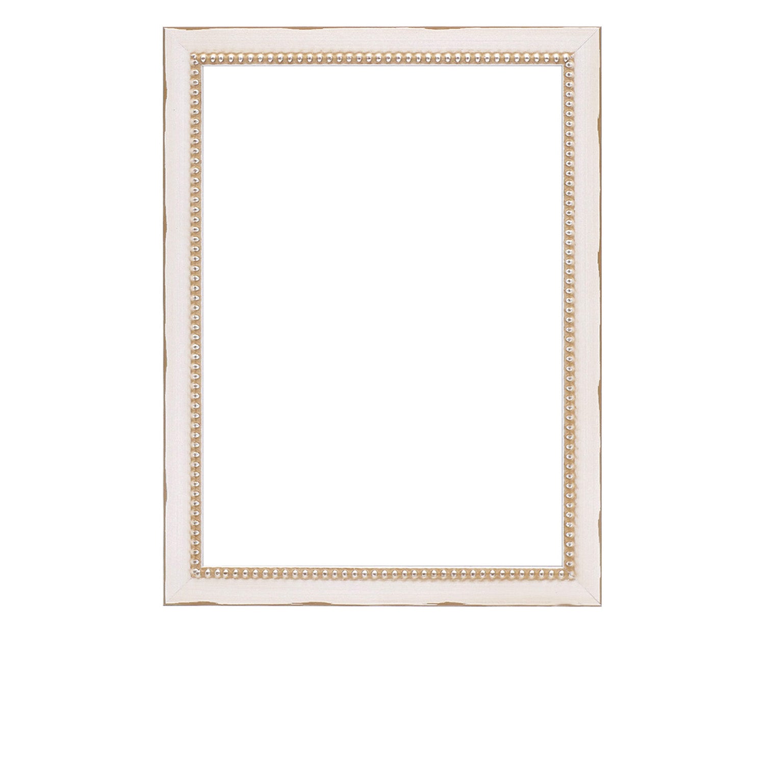 Ivory and Silver Beaded Wood Picture Frame