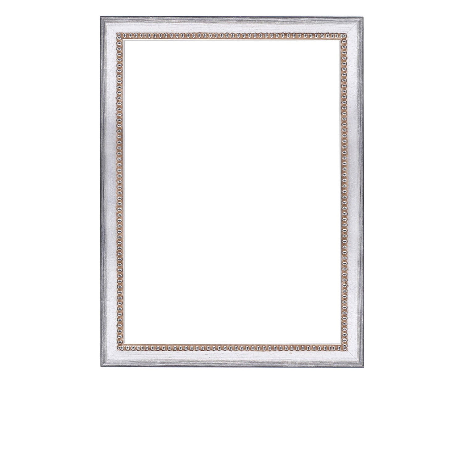 Silver and Silver Beaded Wood Picture Frame