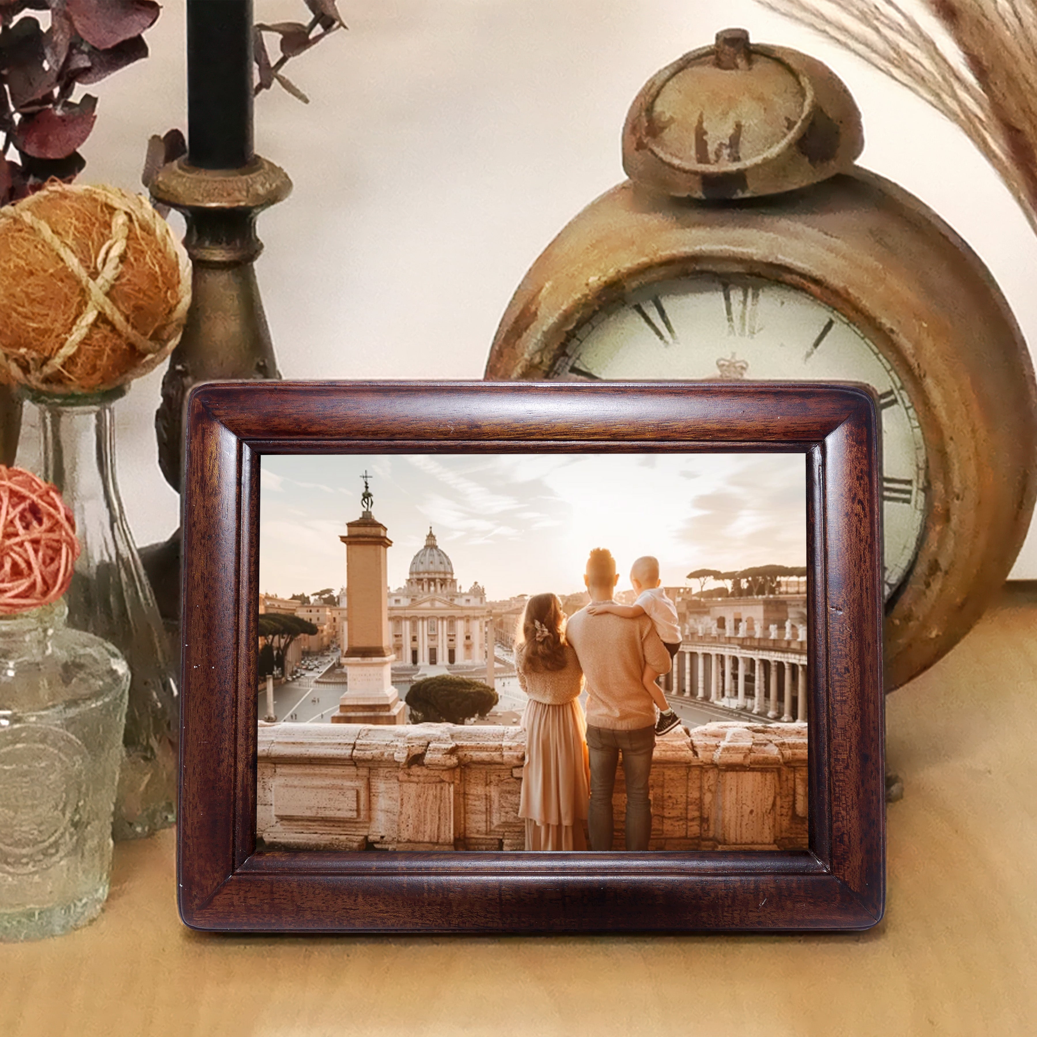 5x7 Dark Brown Tabletop Wood Picture Frame