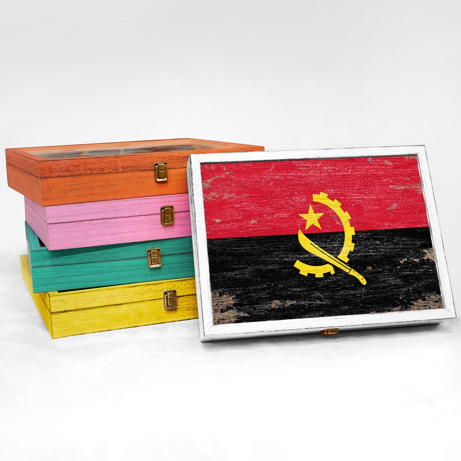 Angola Wood Flag Frame Keepsake Box