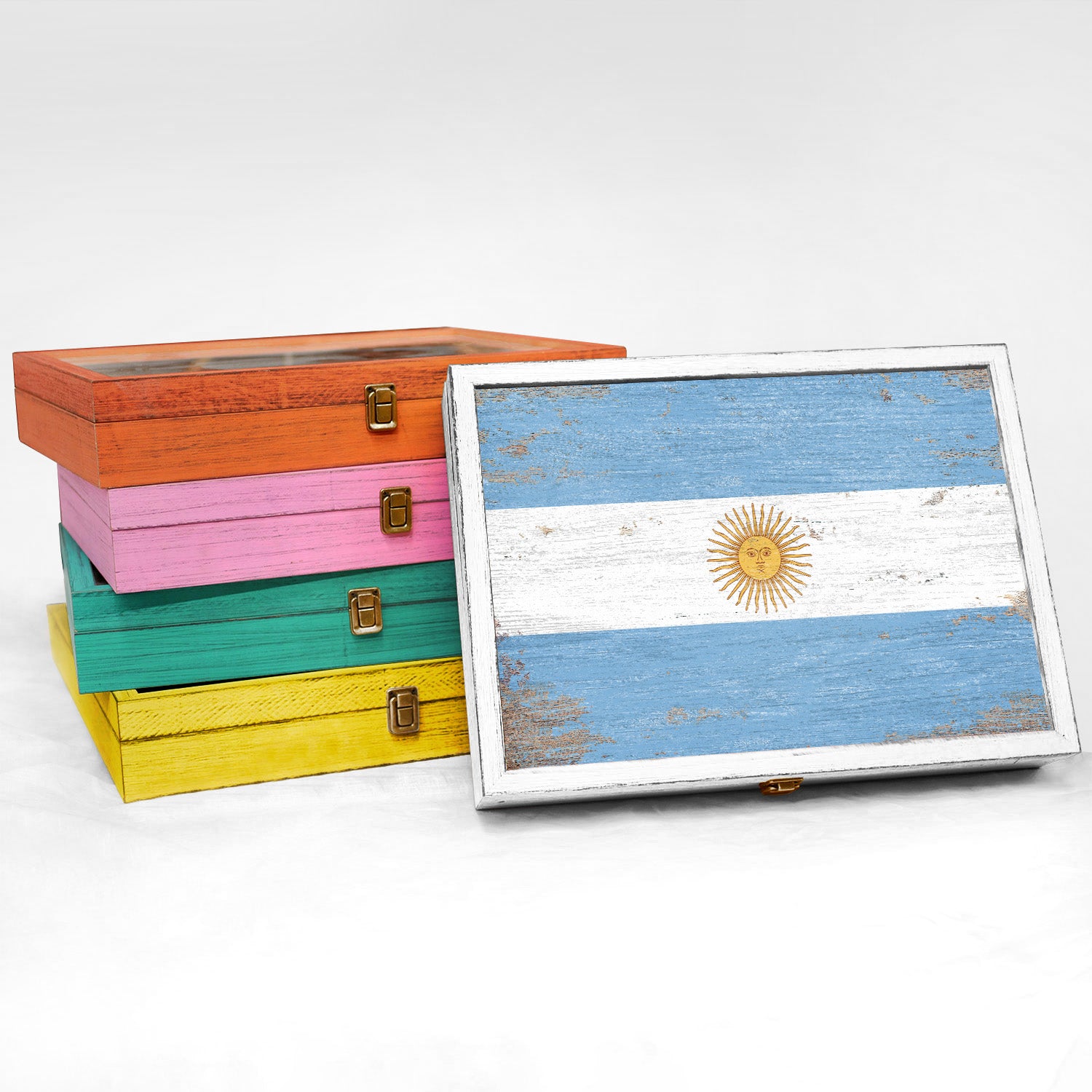 Argentina Wood Flag Frame Keepsake Box