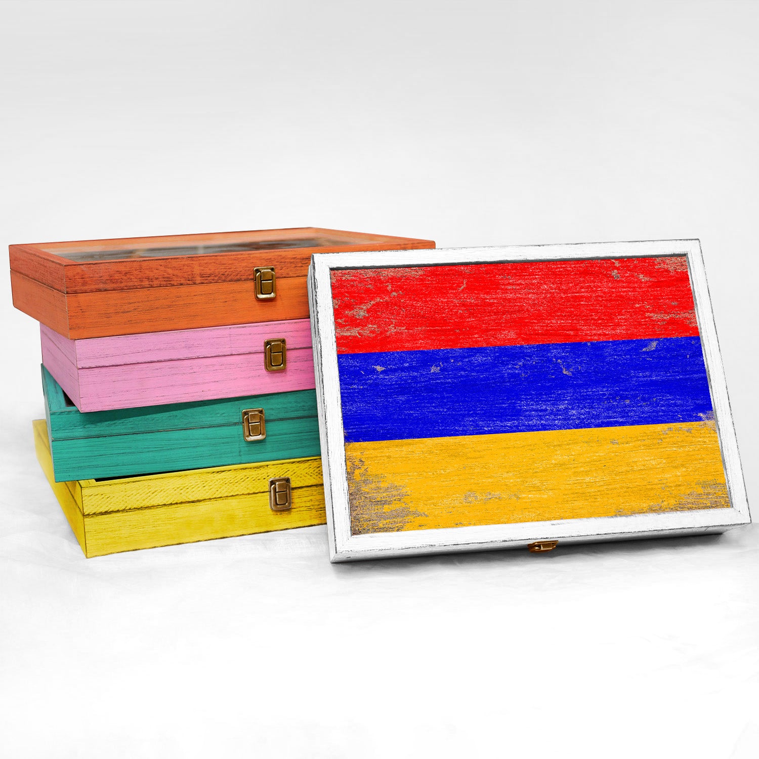 Armenia Wood Flag Frame Keepsake Box