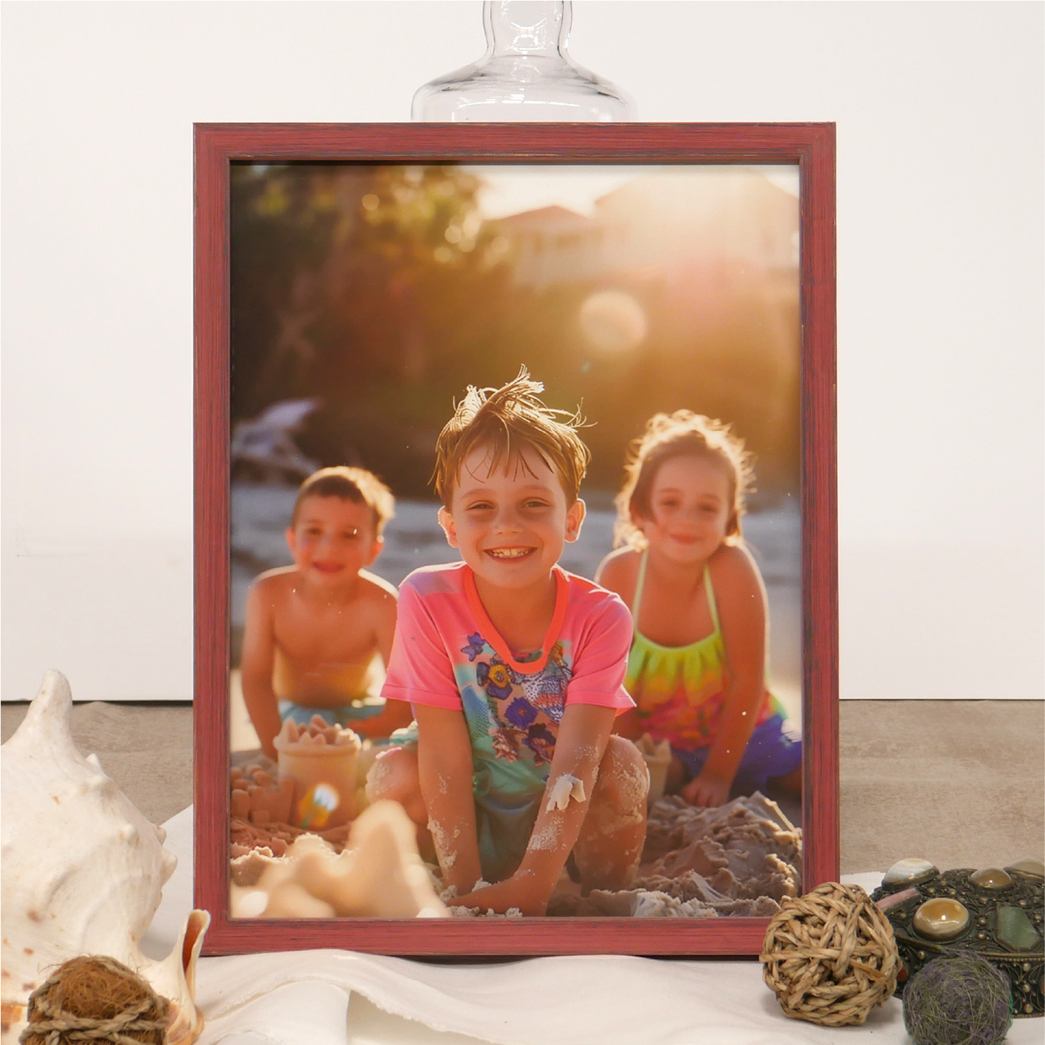 Cottage Weathered Wood Picture Frame - Faded Red