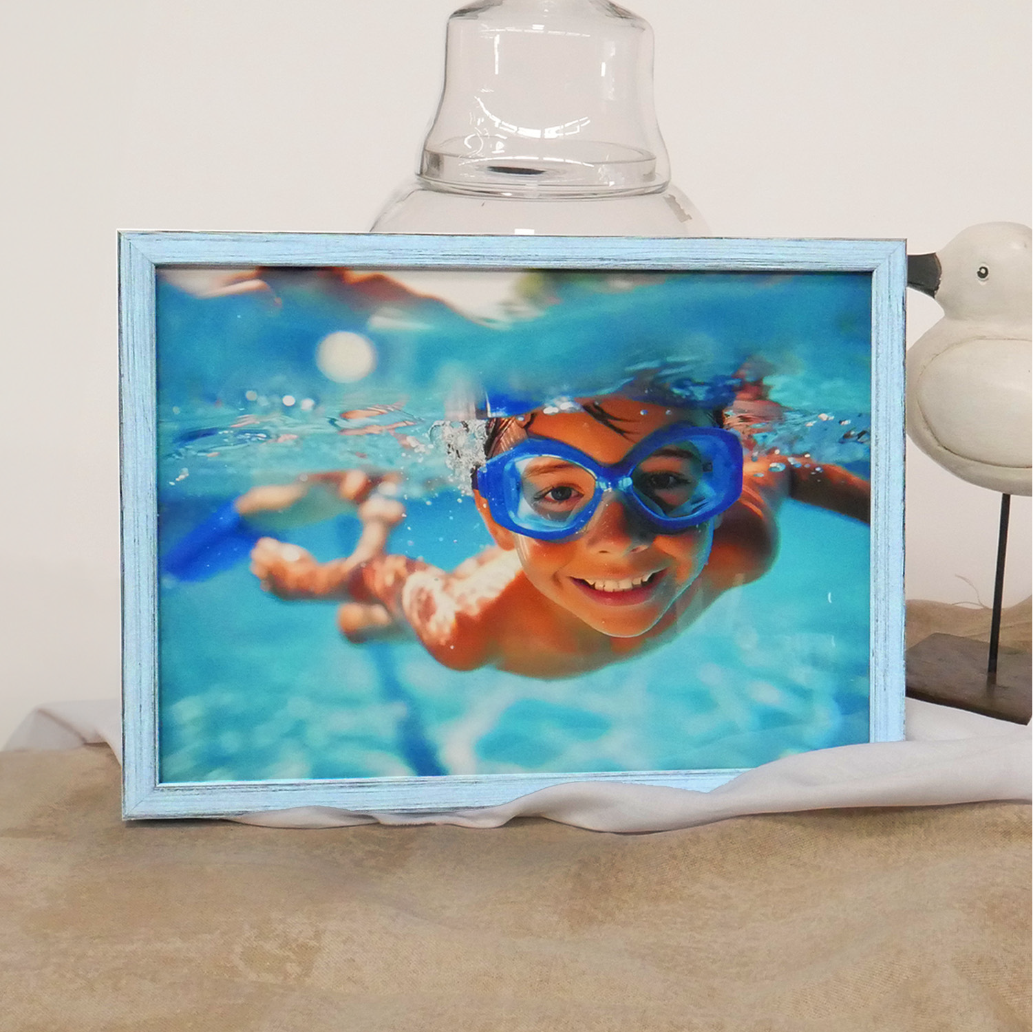 Cottage Weathered Wood Picture Frame - Aqua