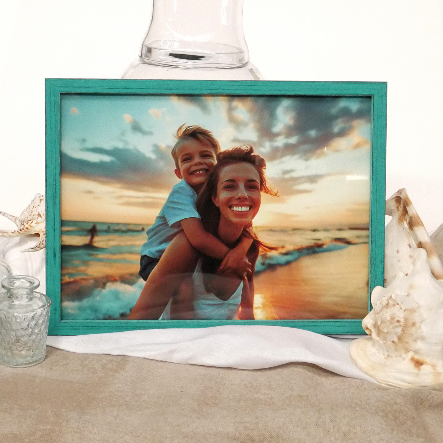 Cottage Weathered Wood Picture Frame - Turquoise