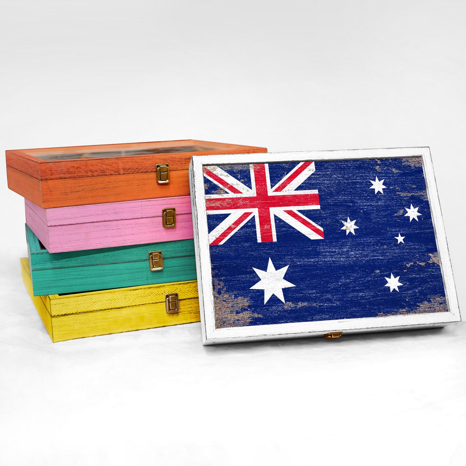 Australia Wood Flag Frame Keepsake Box