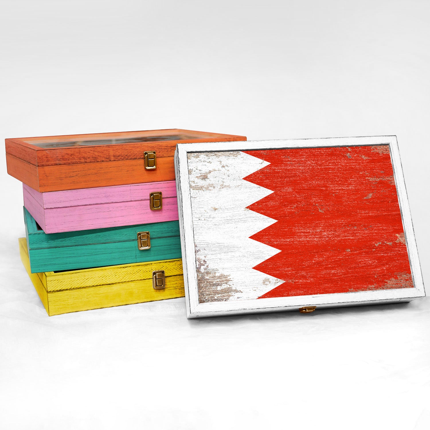 Bahrain Wood Flag Frame Keepsake Box