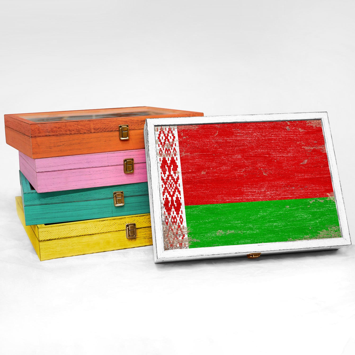 Belarus Wood Flag Frame Keepsake Box