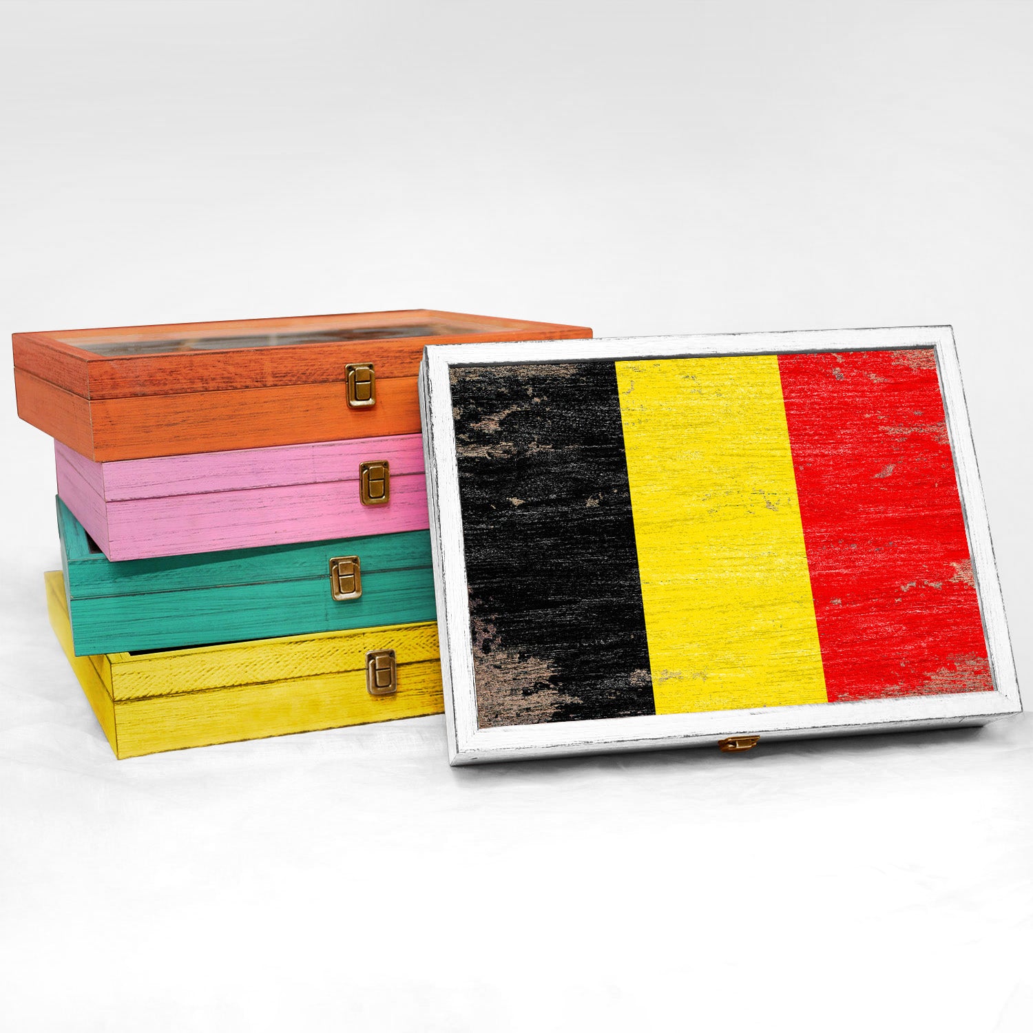 Belgium Wood Flag Frame Keepsake Box