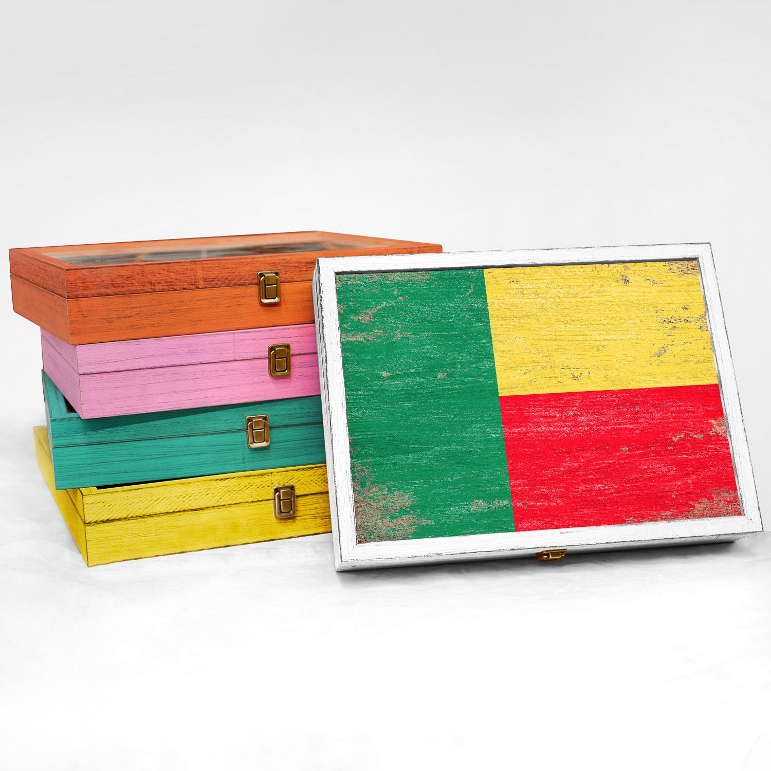 Benin Wood Flag Frame Keepsake Box