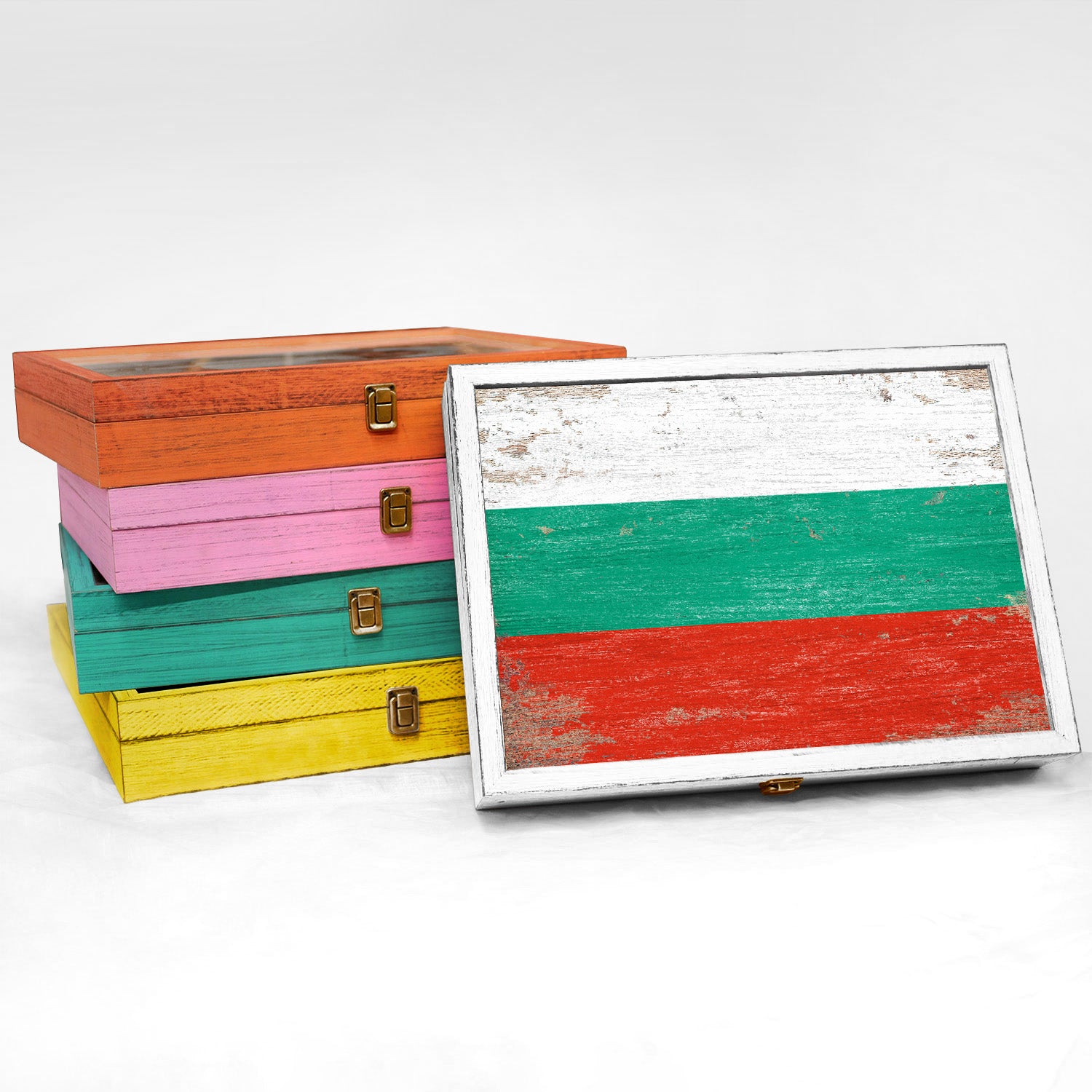 Bulgaria Wood Flag Frame Keepsake Box