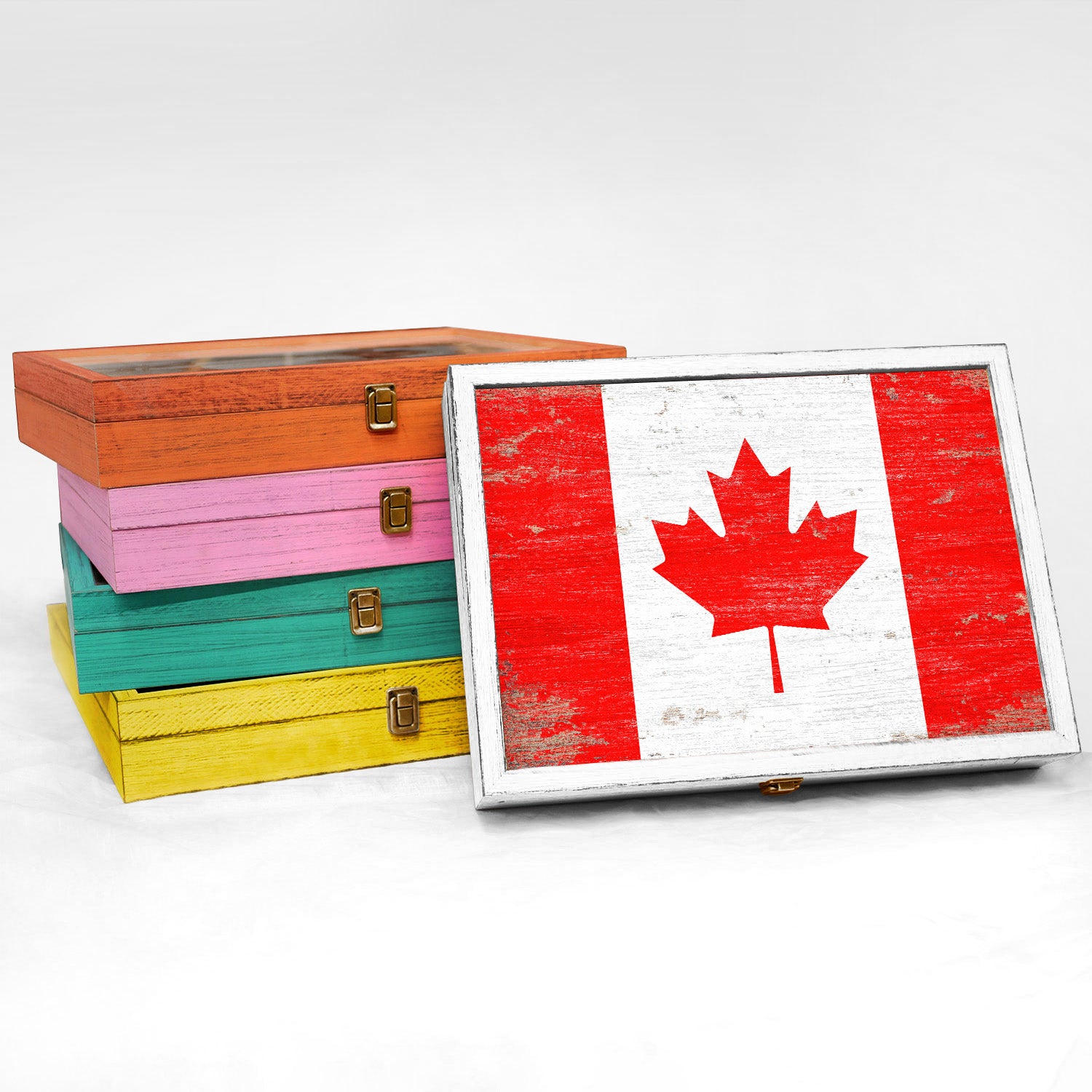 Canada Wood Flag Frame Keepsake Box