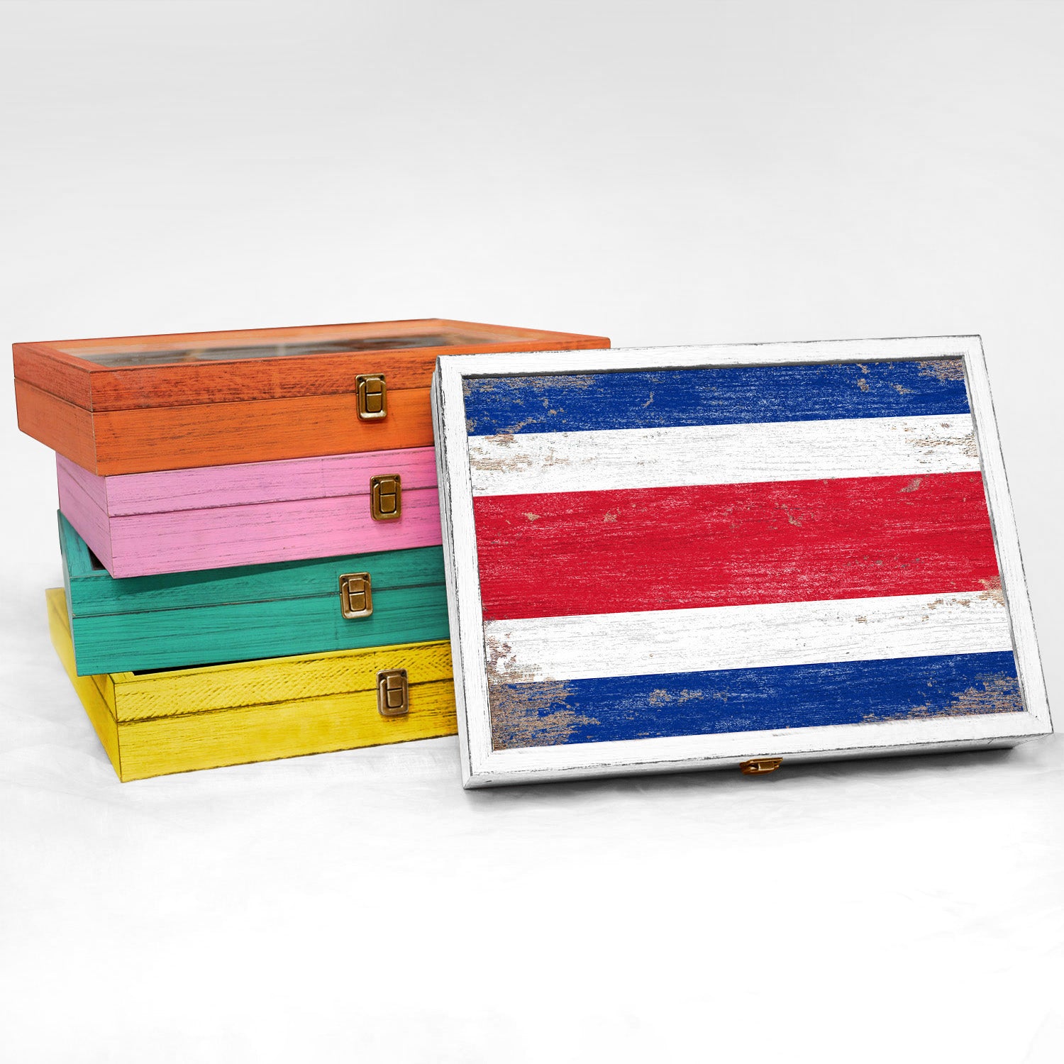 Costa Rica Wood Flag Frame Keepsake Box