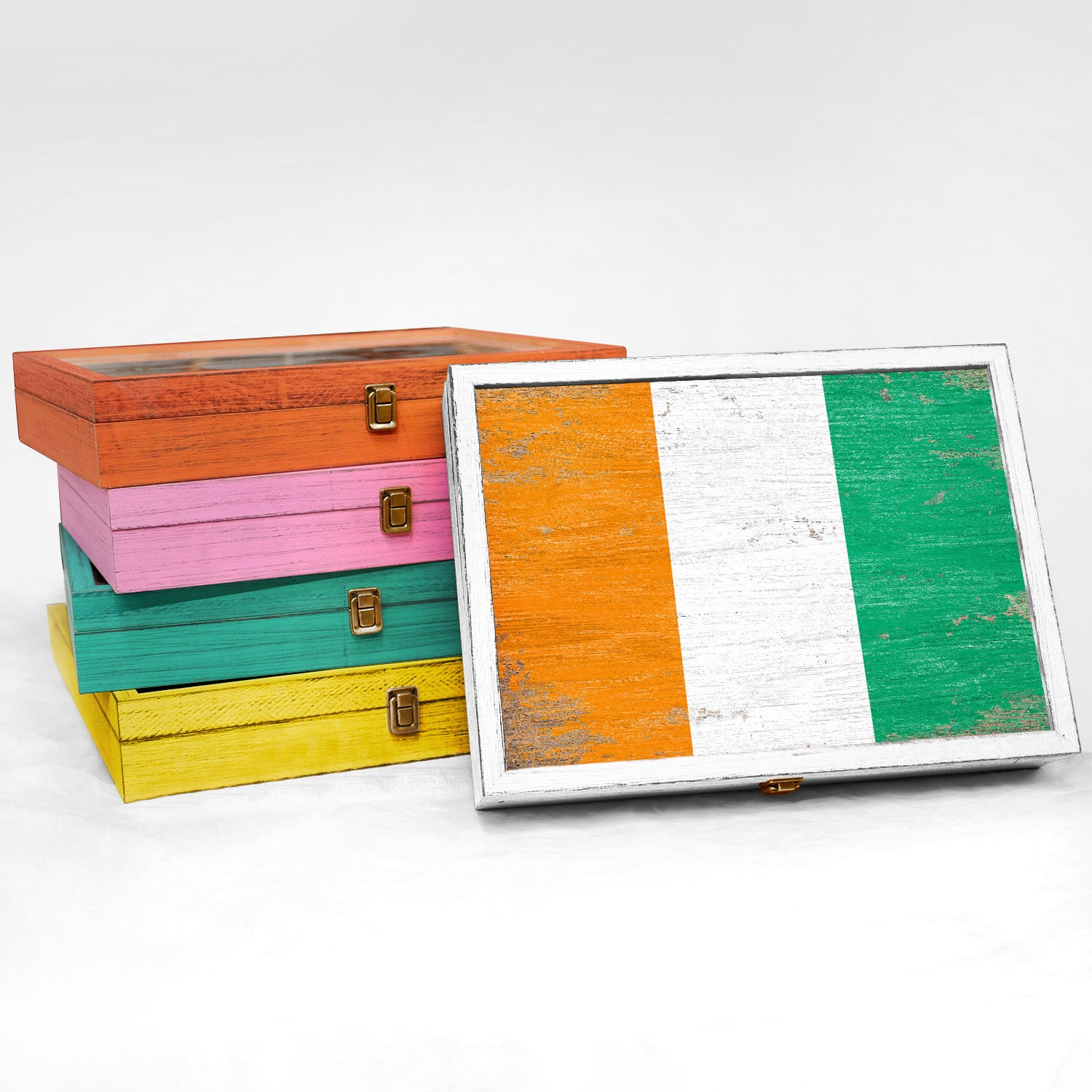 Cote d'Ivoire Wood Flag Frame Keepsake Box