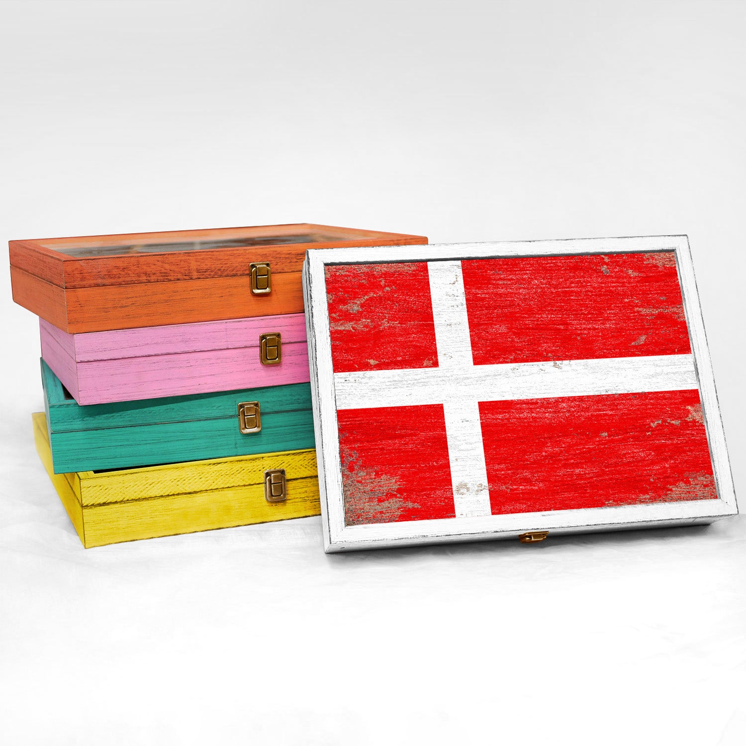 Denmark Wood Flag Frame Keepsake Box