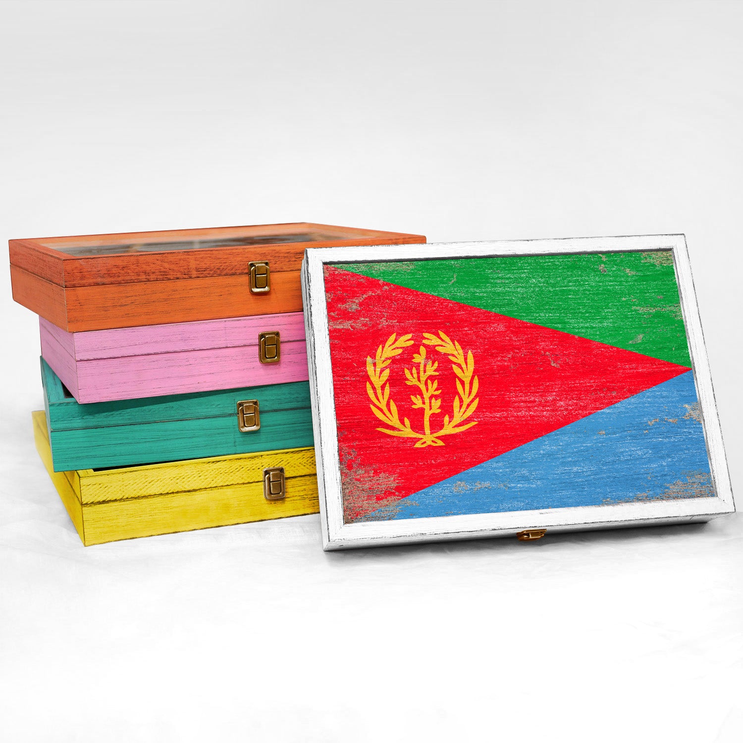 Eritrea Wood Flag Frame Keepsake Box