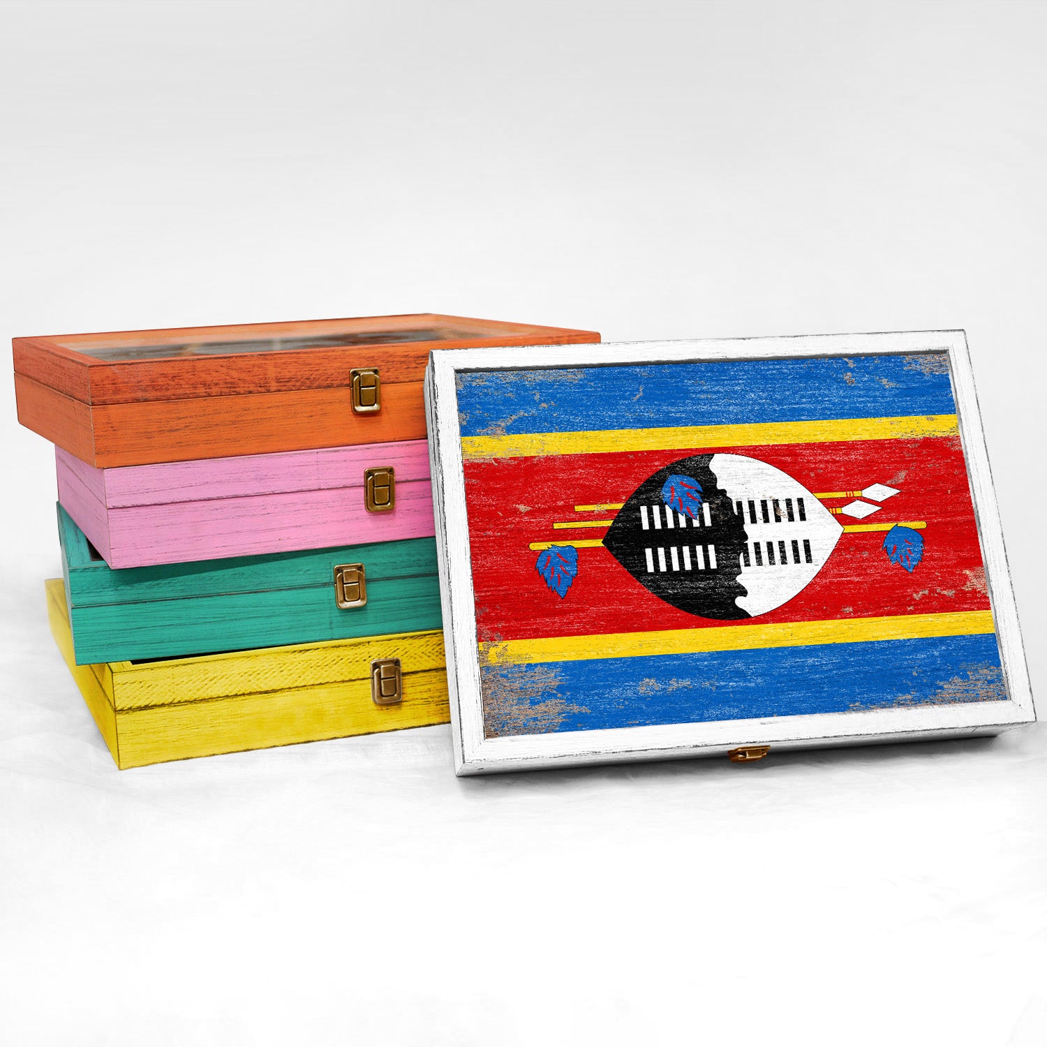 Eswatini Wood Flag Frame Keepsake Box