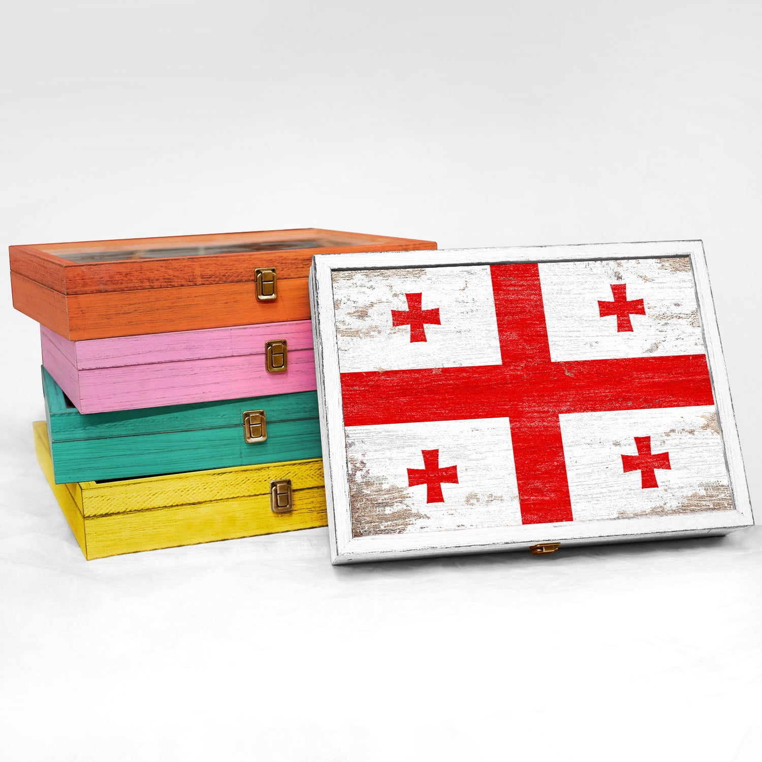 Georgia Wood Flag Frame Keepsake Box