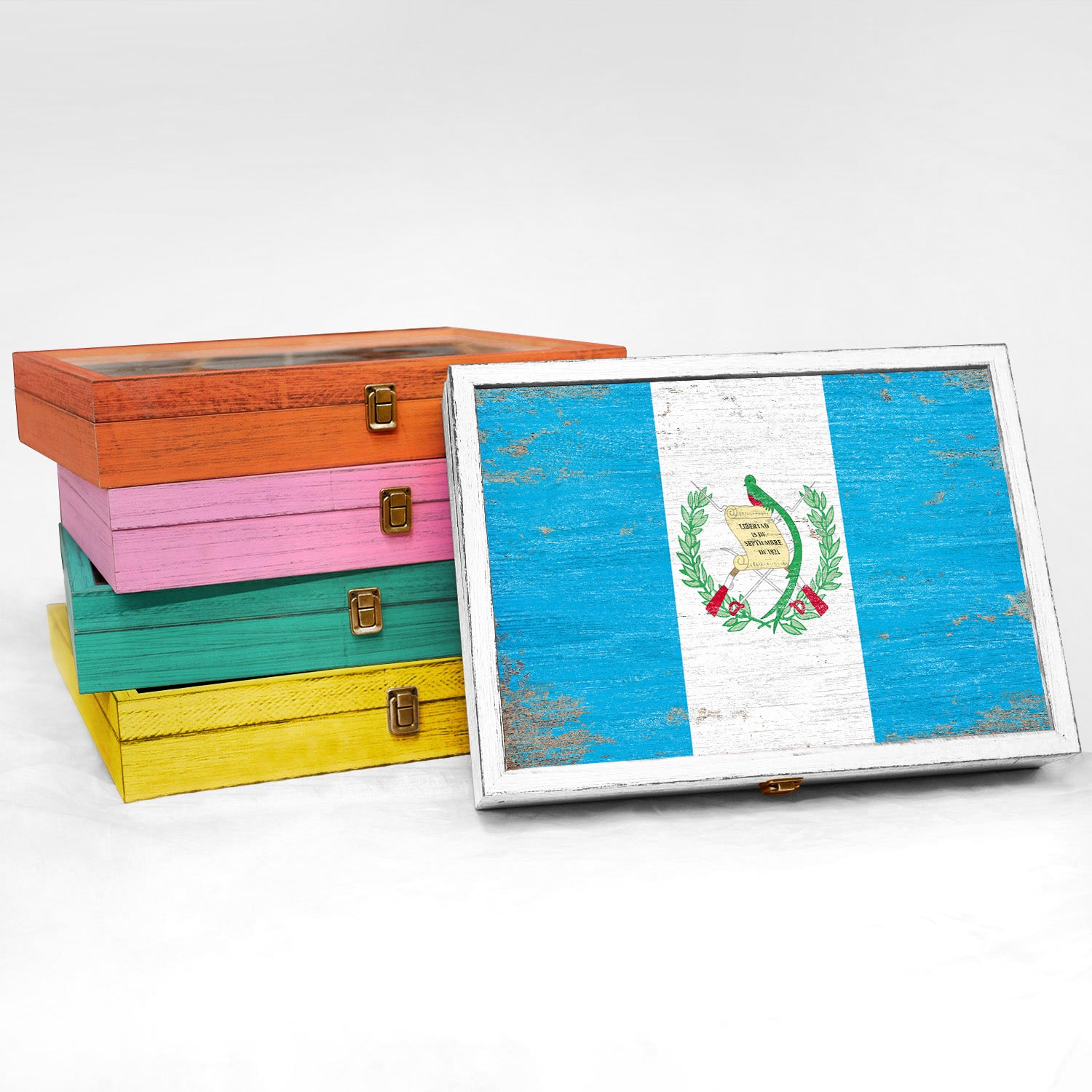 Guatemala Wood Flag Keepsake Box