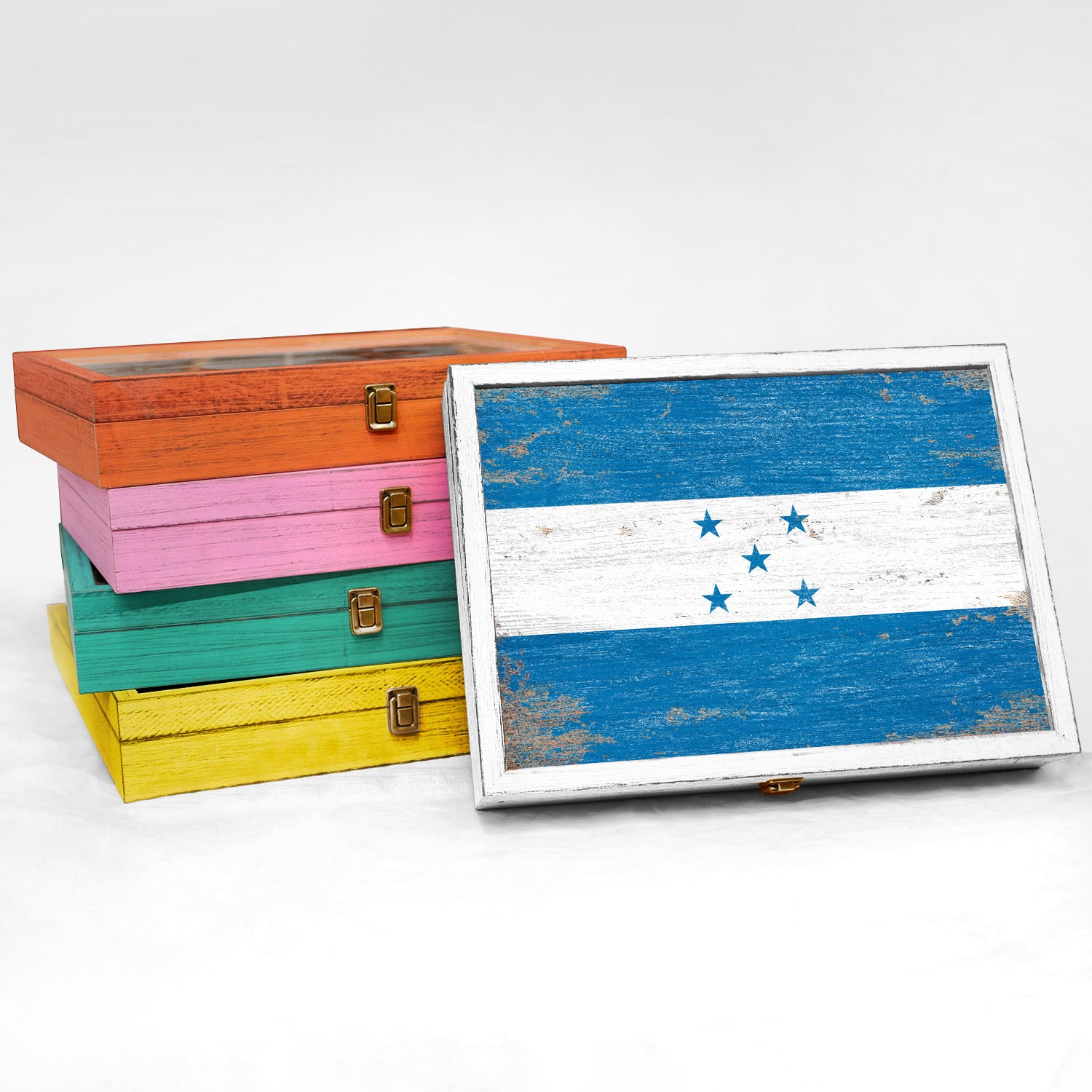 Honduras Wood Flag Frame Keepsake Box