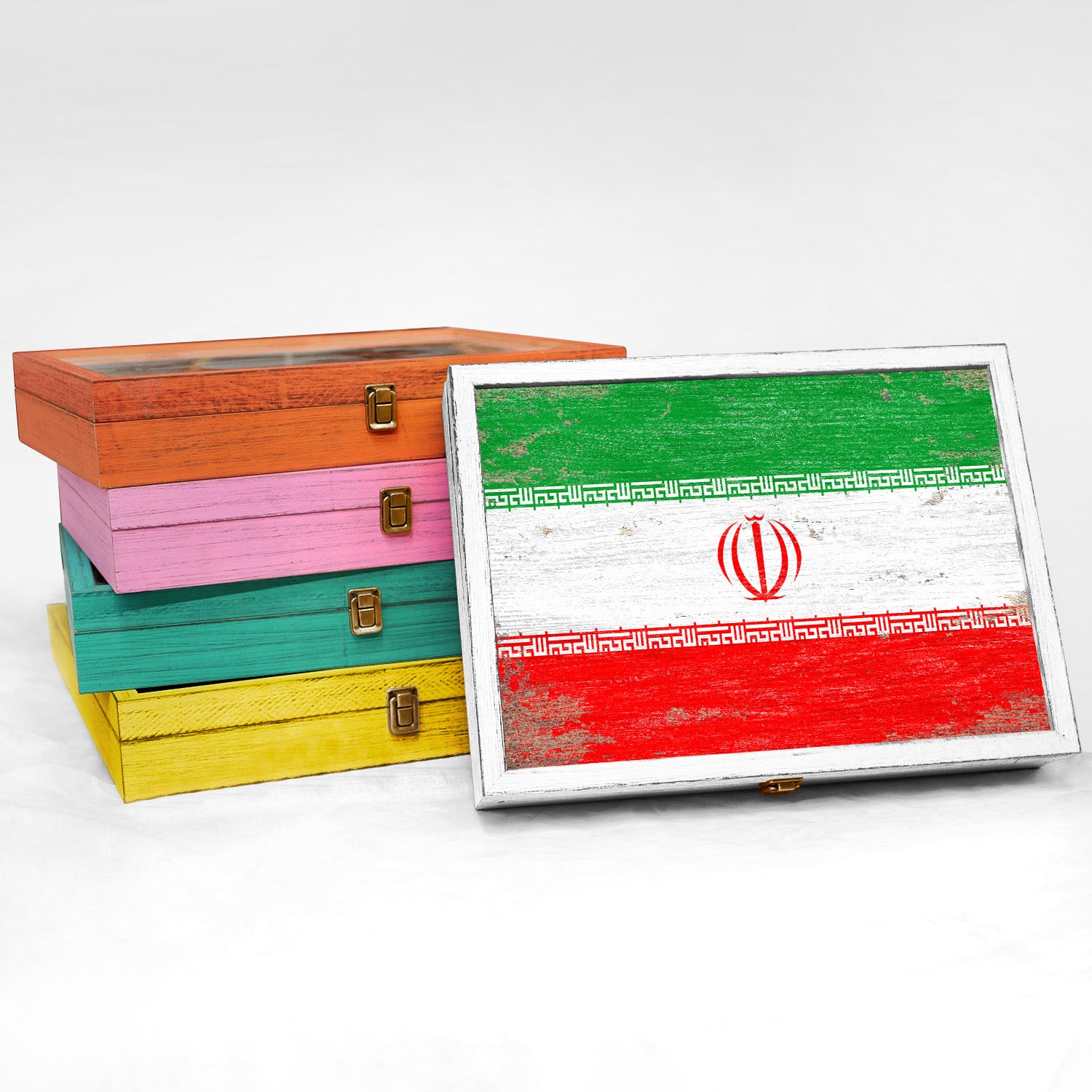 Iran Wood Flag Frame Keepsake Box