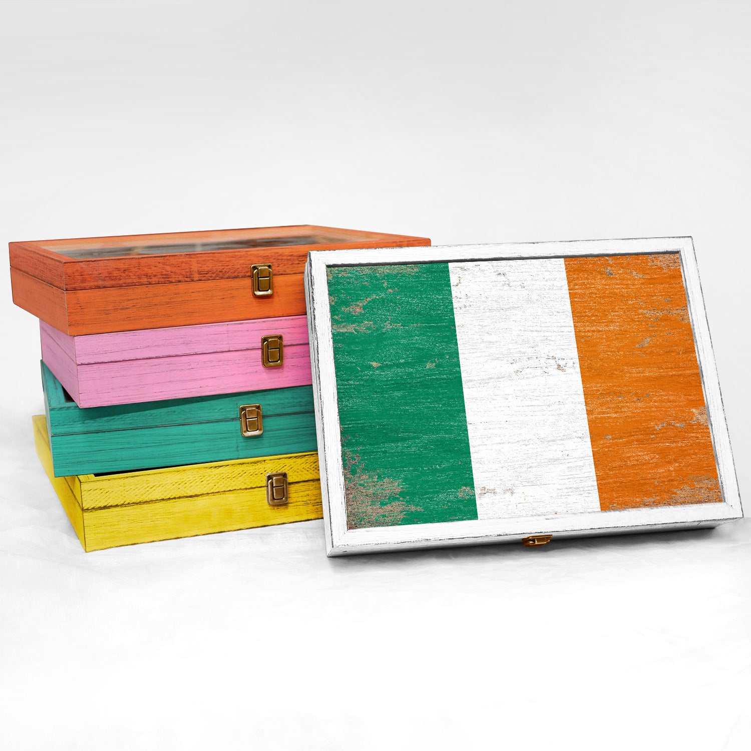 Ireland Wood Flag Frame Keepsake Box