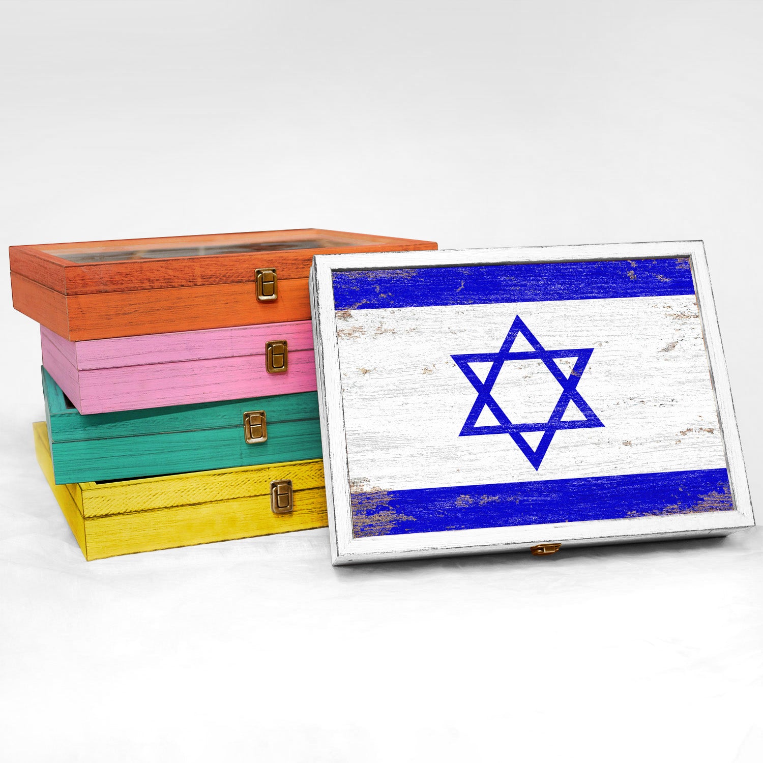 Israel Wood Flag Frame Keepsake Box