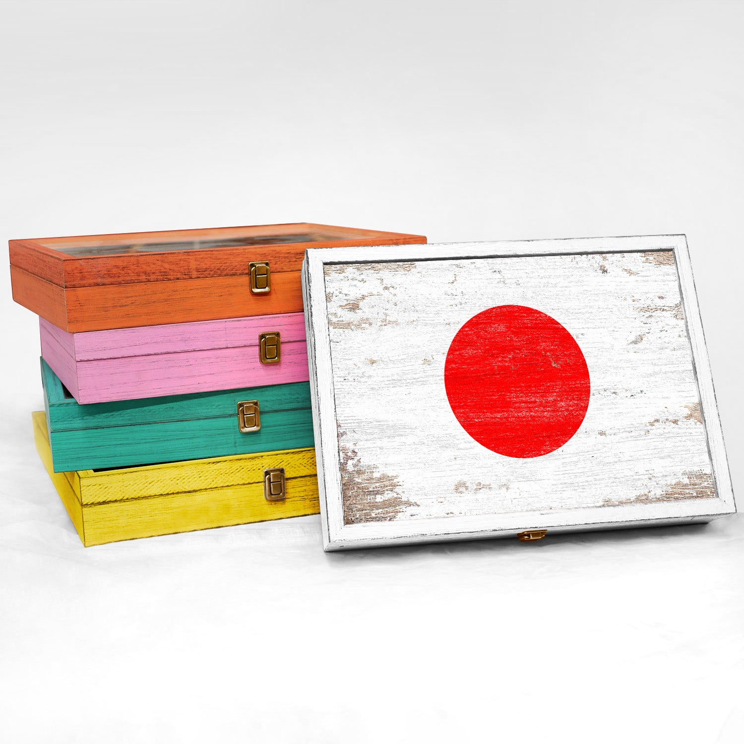 Japan Wood Flag Frame Keepsake Box