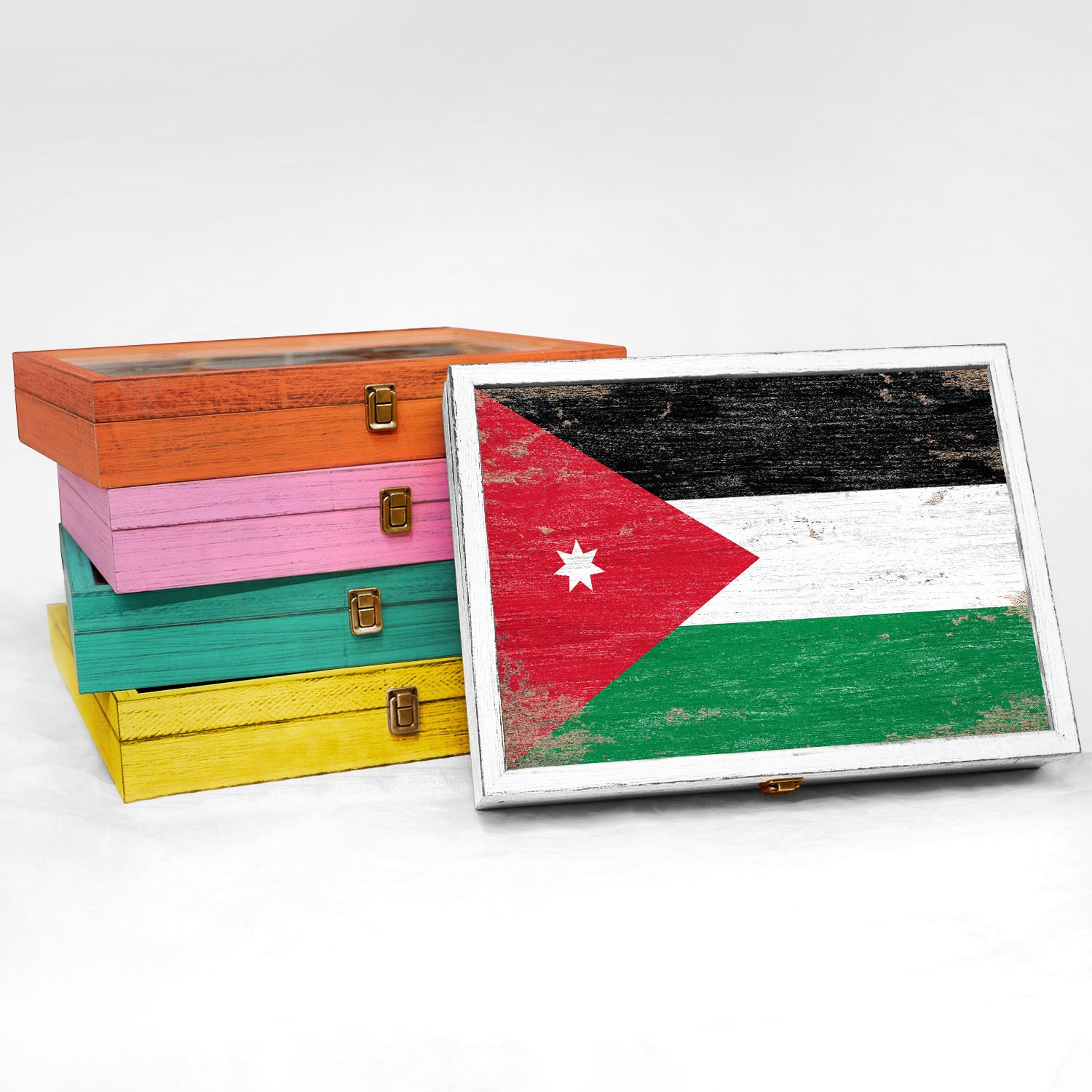 Jordan Wood Flag Frame Keepsake Box