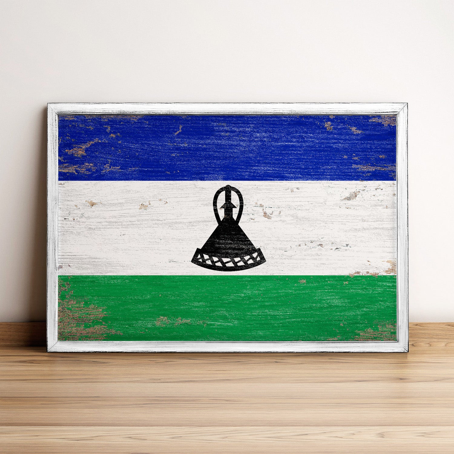 Lesotho Flag Framed Wall Art