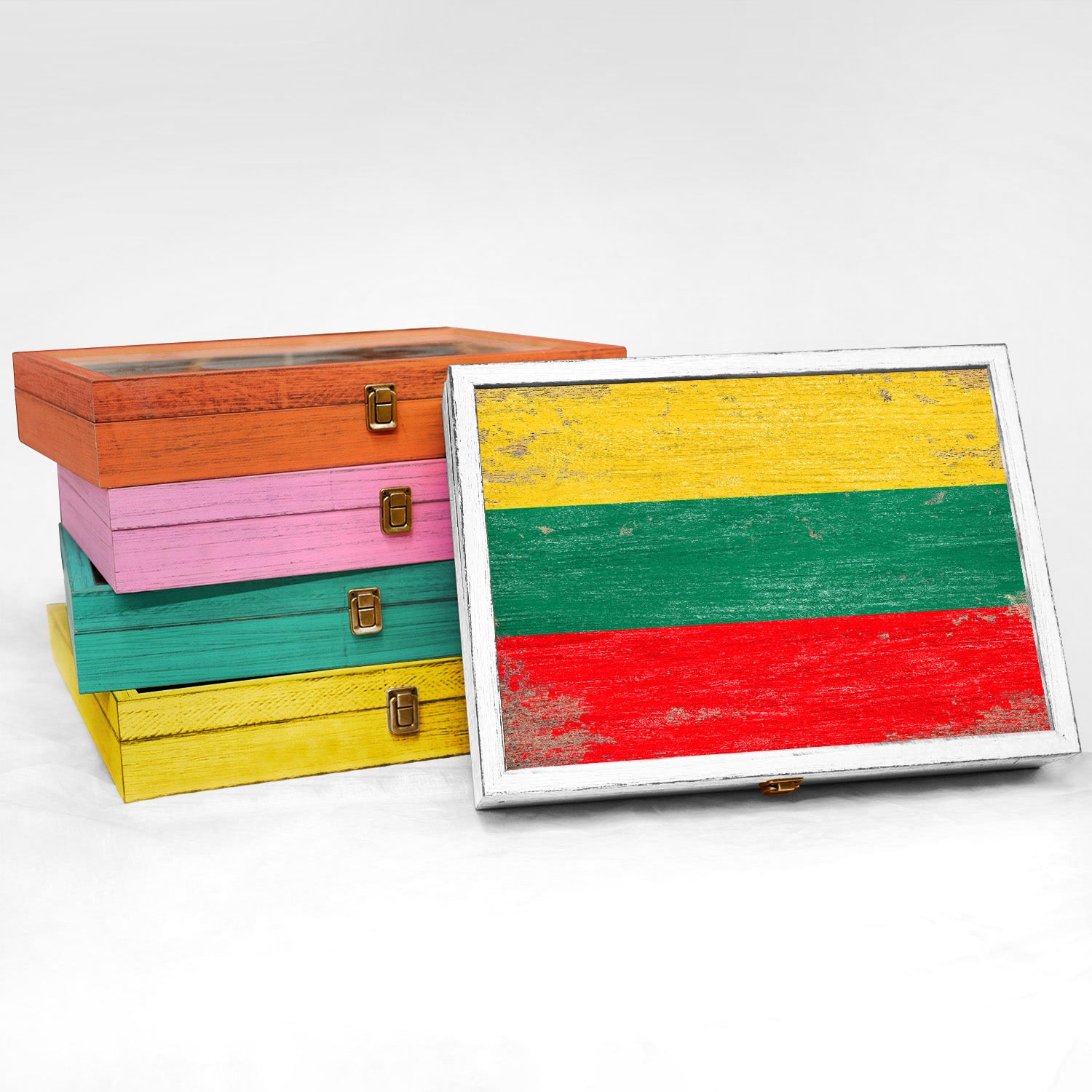 Lithuania Wood Flag Frame Keepsake Box