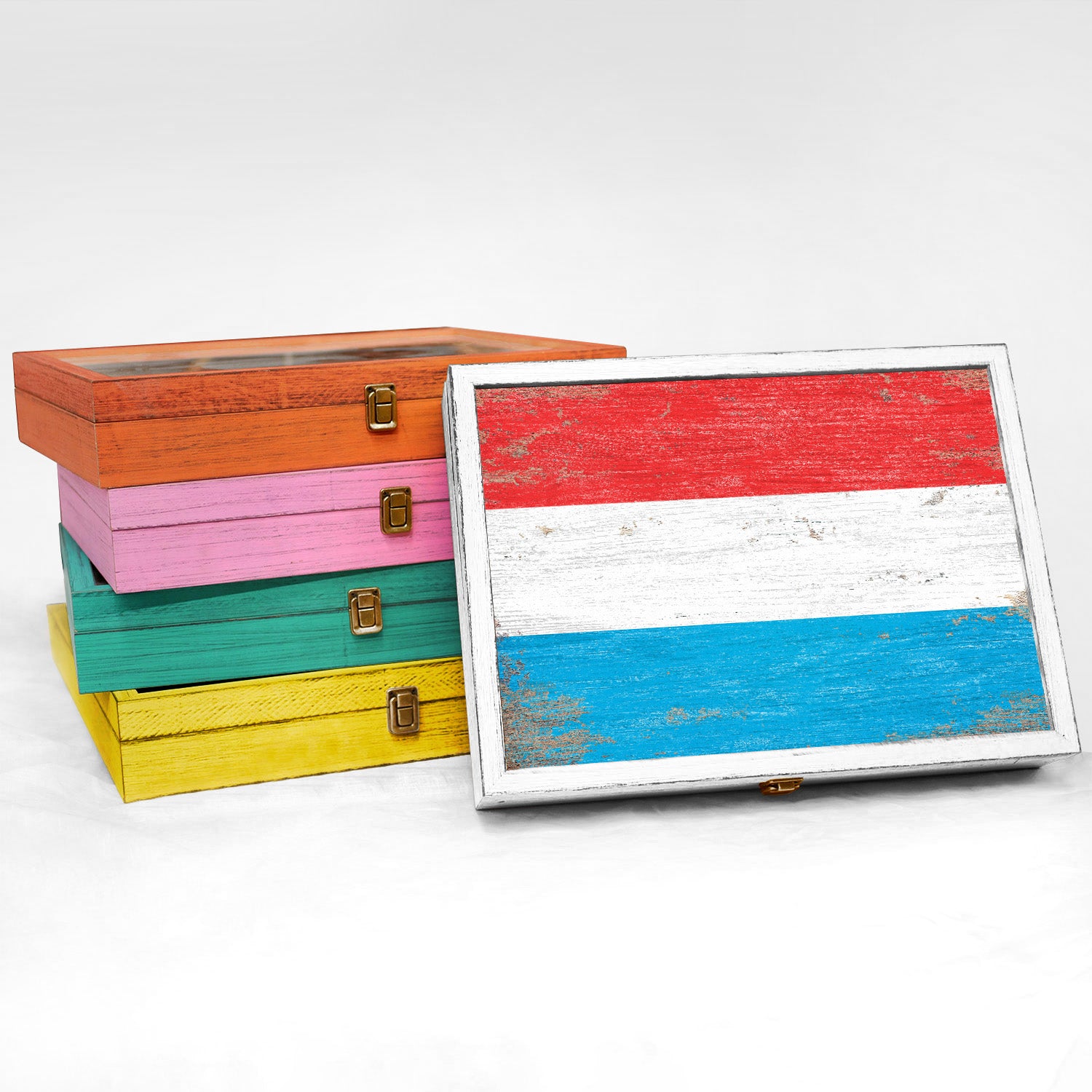 Luxembourg Wood Flag Frame Keepsake Box