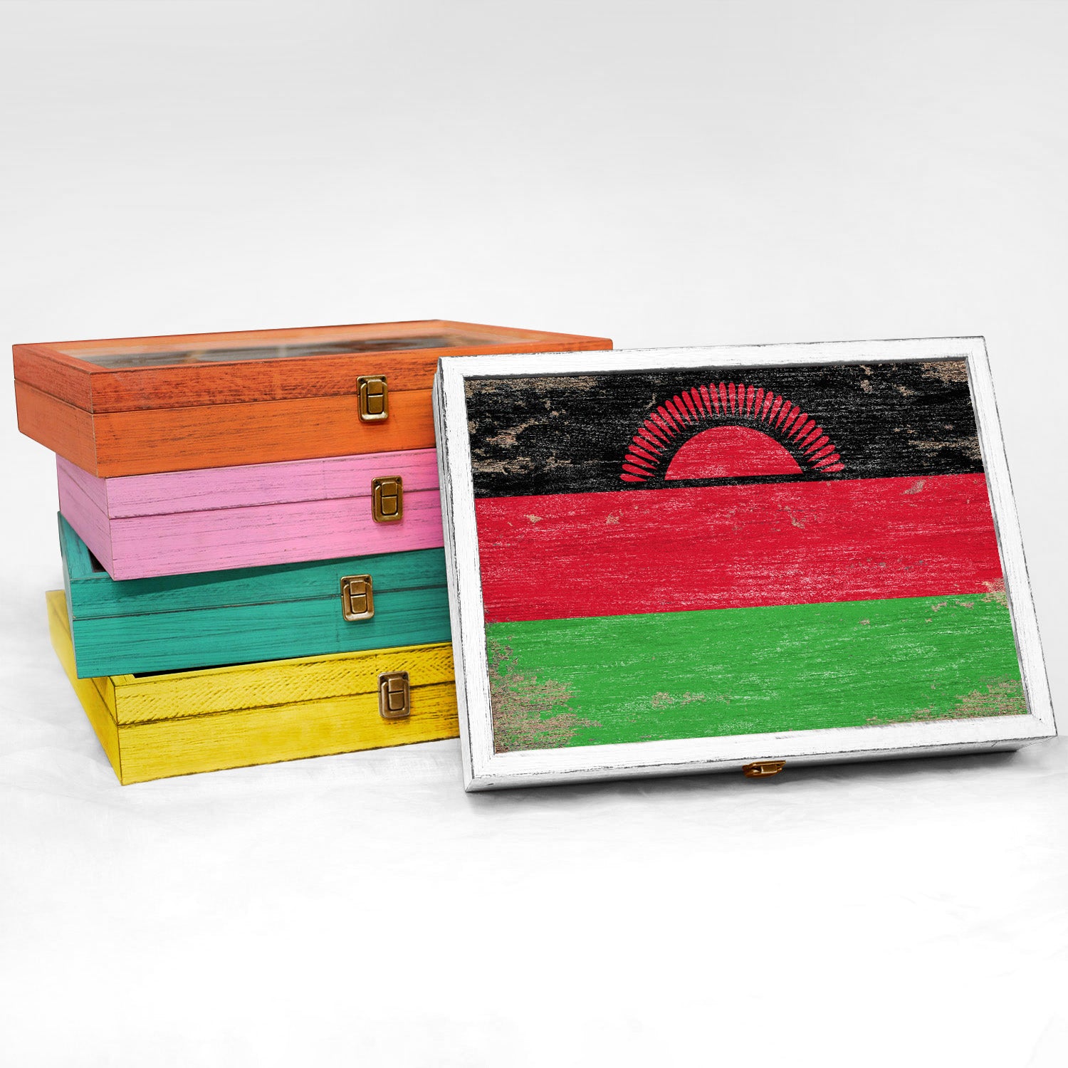 Malawi Wood Flag Keepsake Box