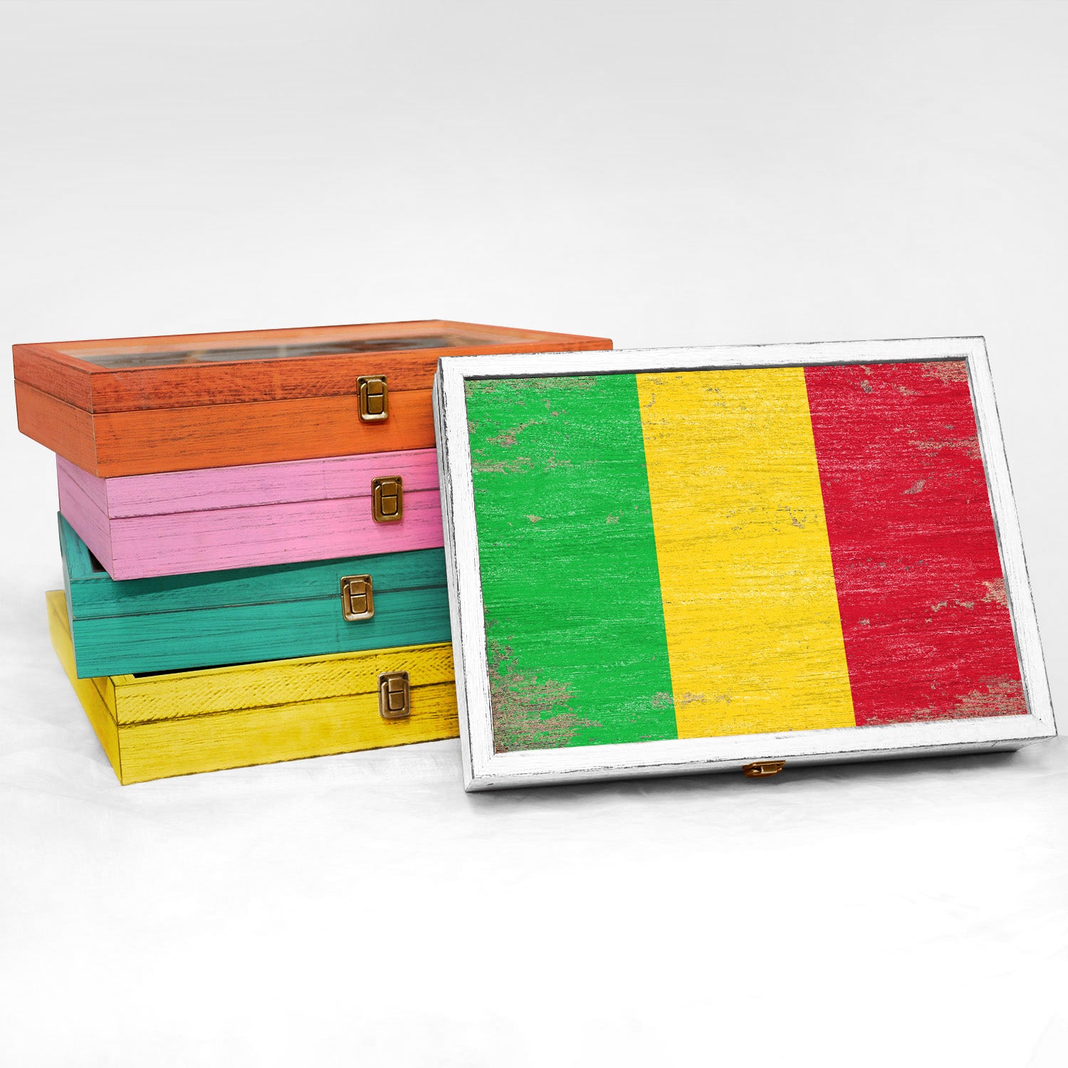 Mali Wood Flag Keepsake Box