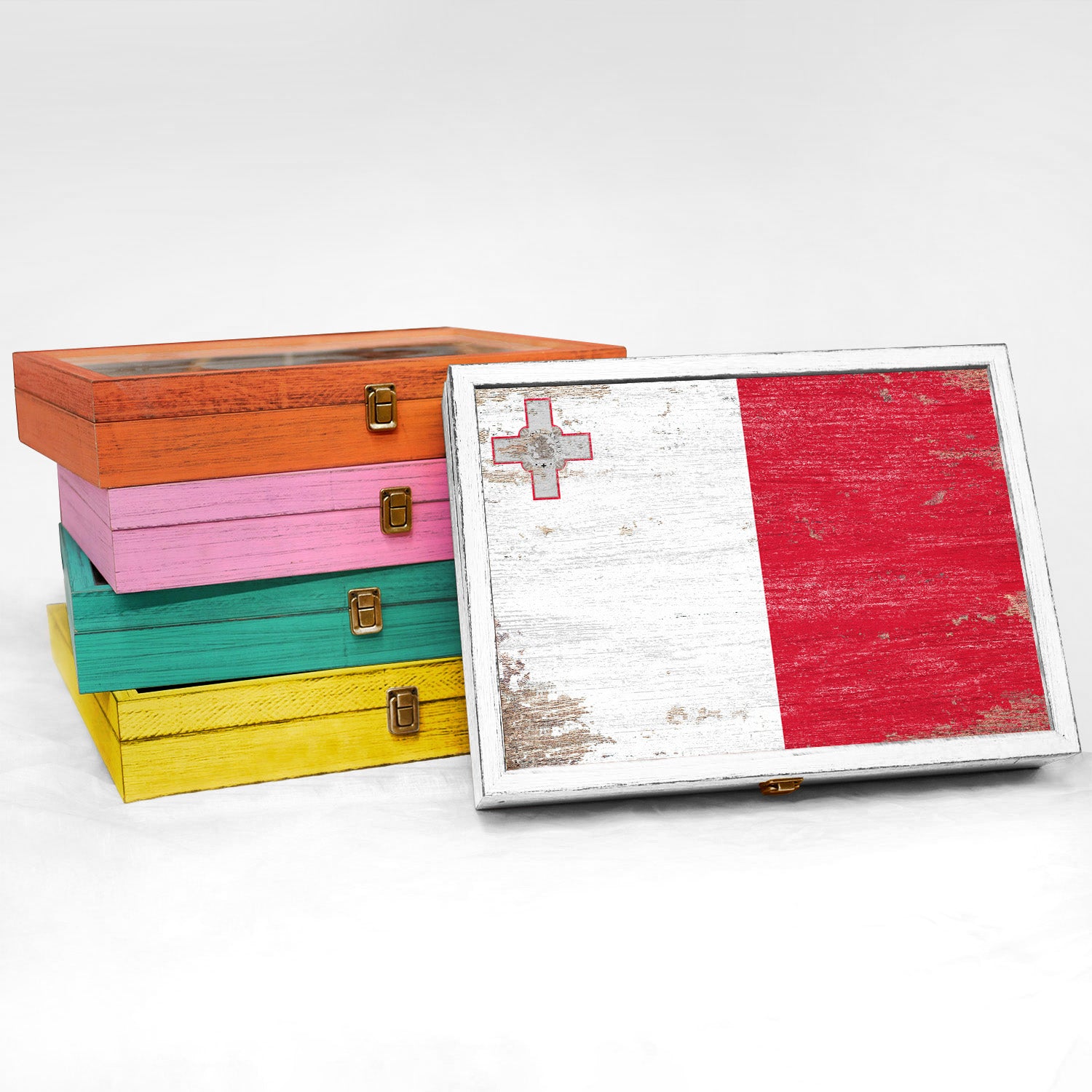 Malta Wood Flag Keepsake Box
