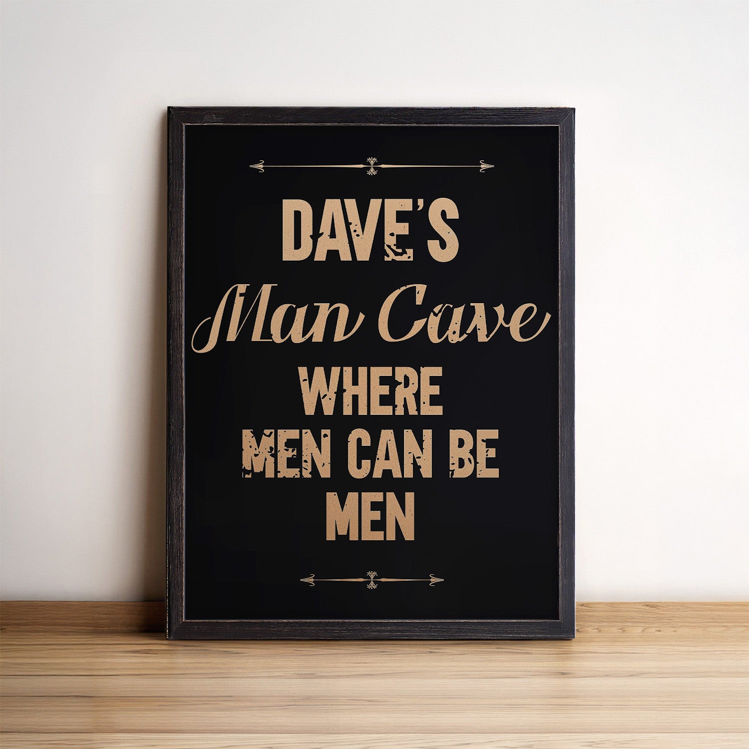 Personalized Man Cave Wood Sign Framed Wall Art