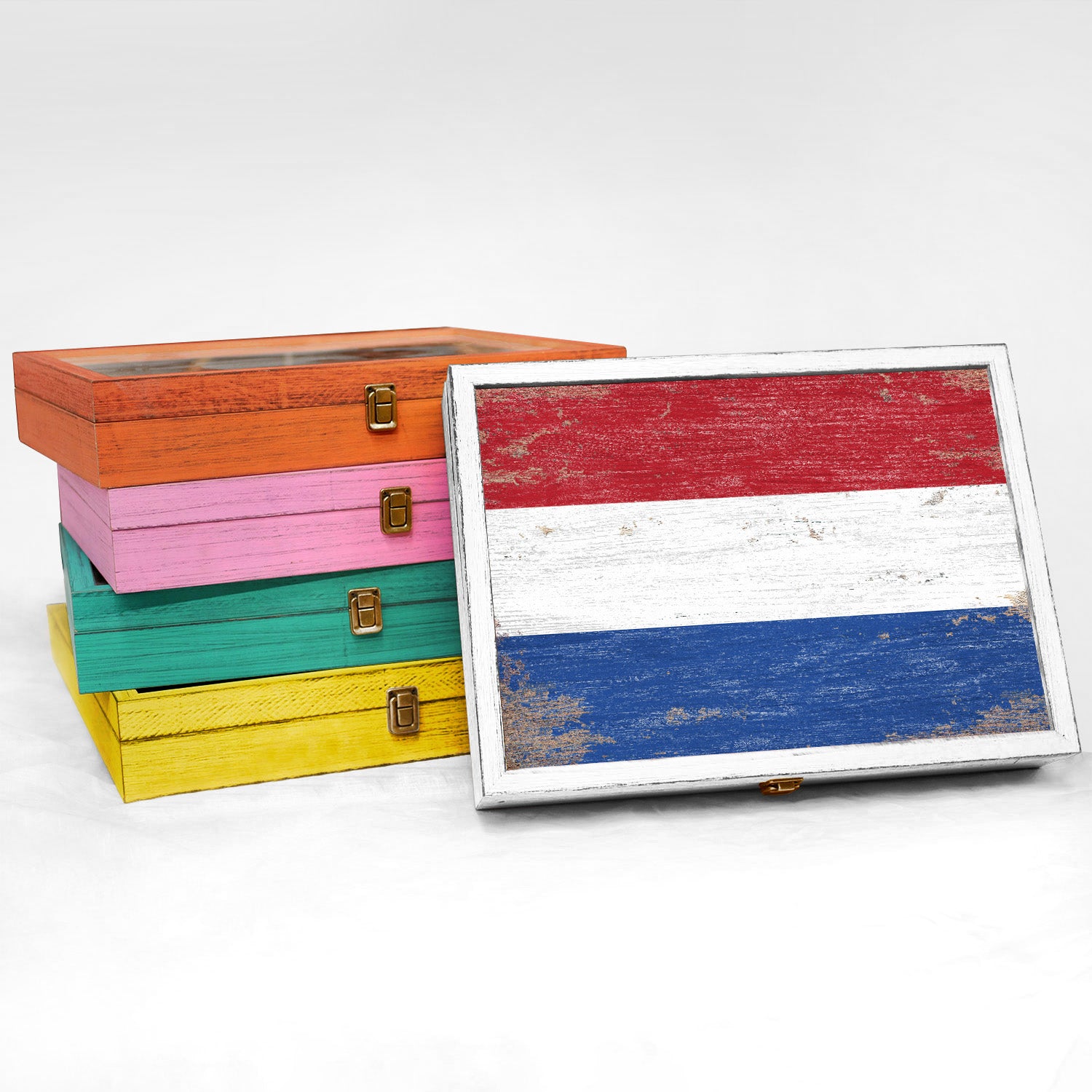 Netherlands Wood Flag Frame Keepsake Box