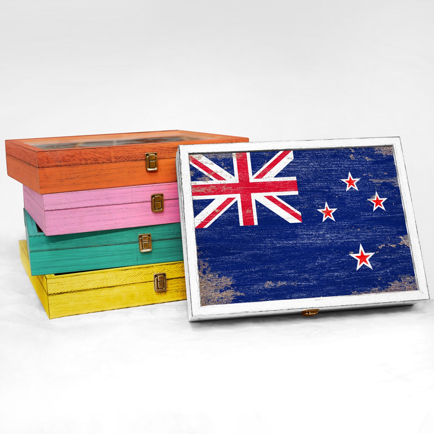 New Zealand Wood Flag Frame Keepsake Box