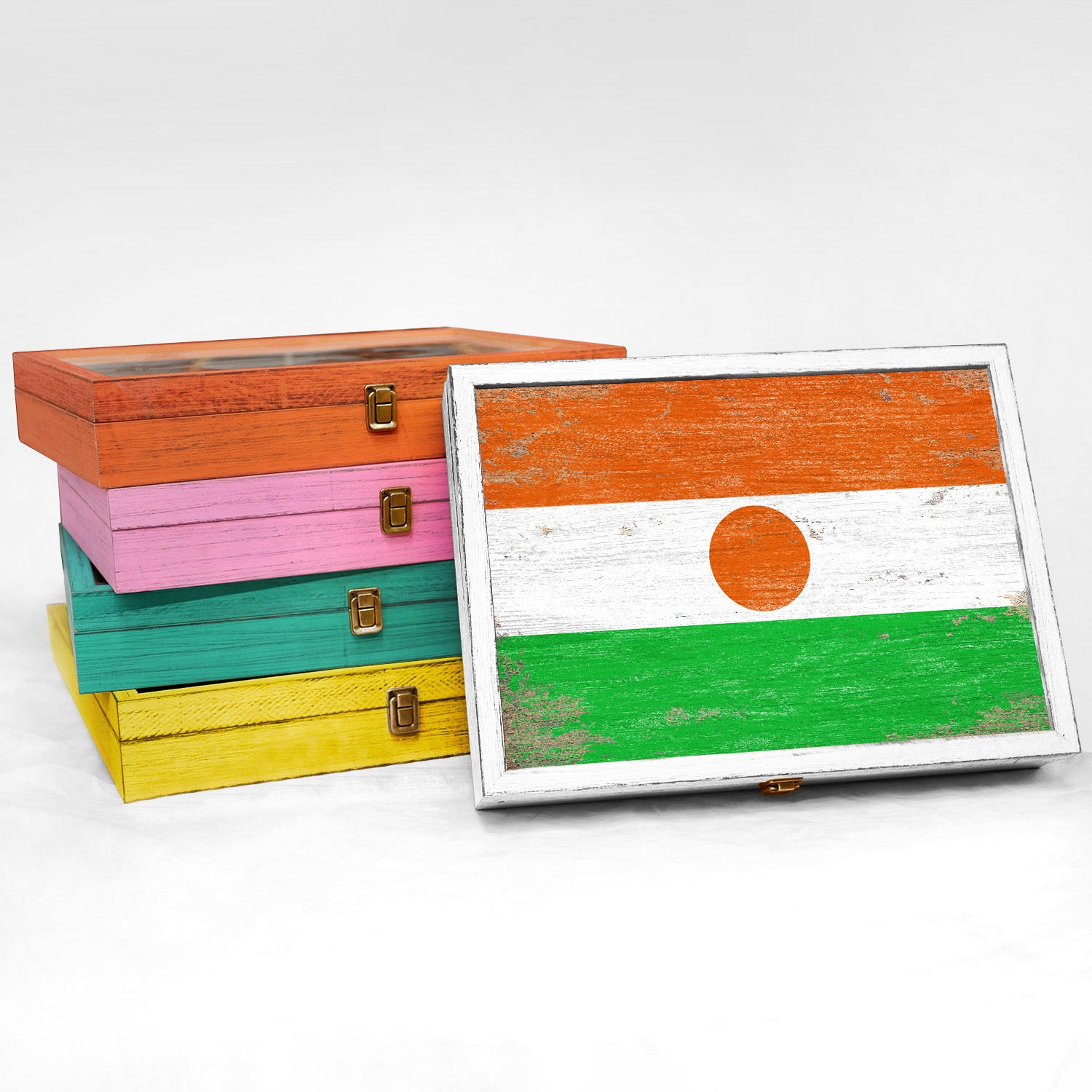 Niger Wood Flag Frame Keepsake Box