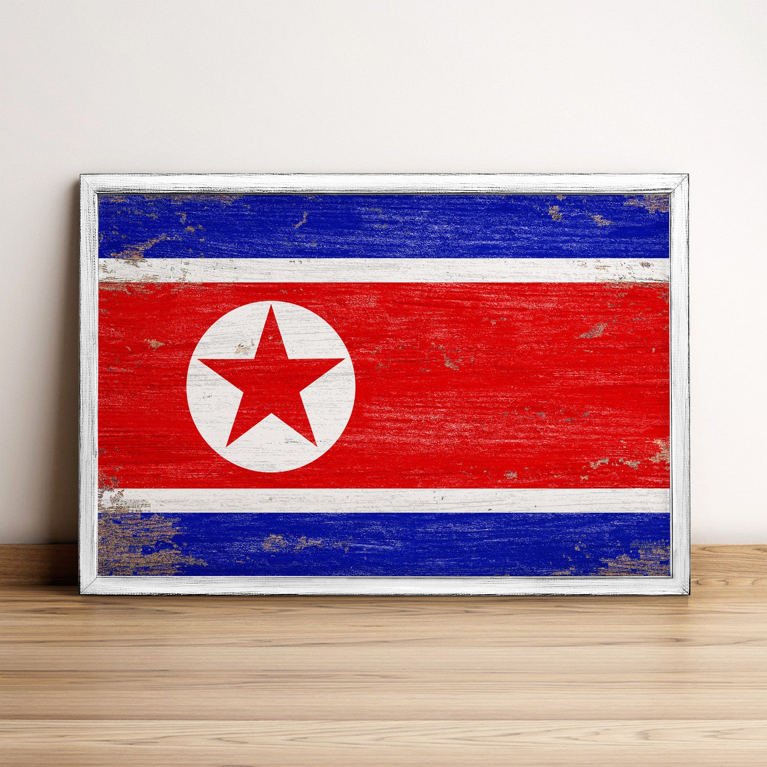 North Korea Flag Framed Wall Art