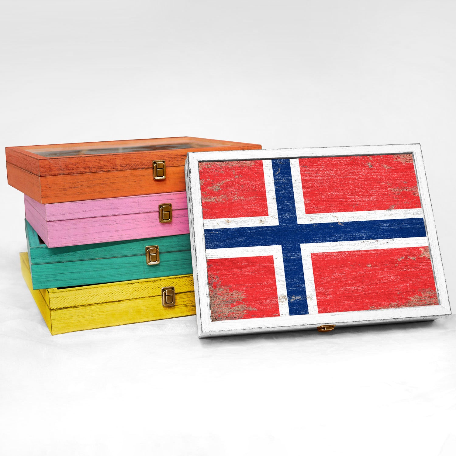 Norway Wood Flag Frame Keepsake Box