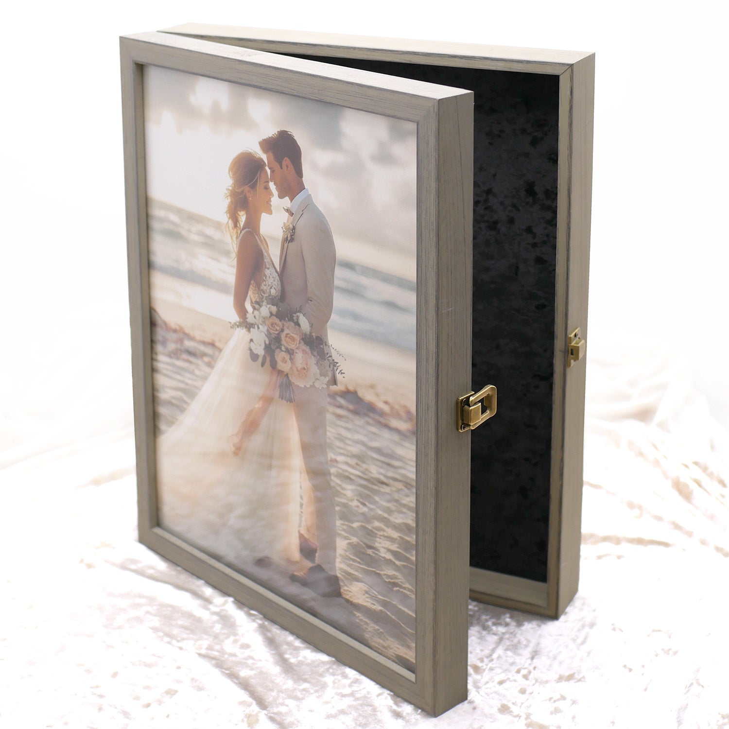 Gray Brown Rustic Wood Keepsake Box