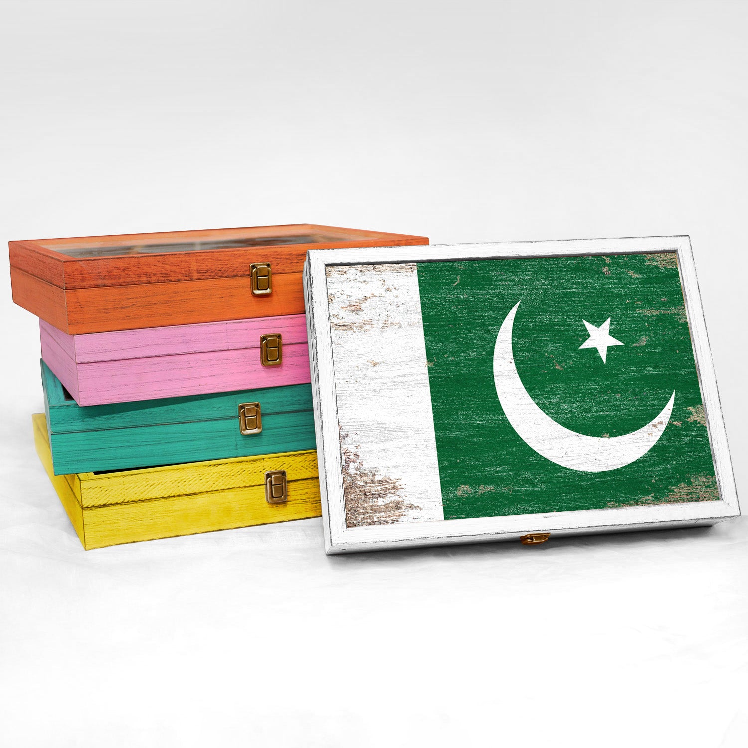 Pakistan Wood Flag Frame Keepsake Box