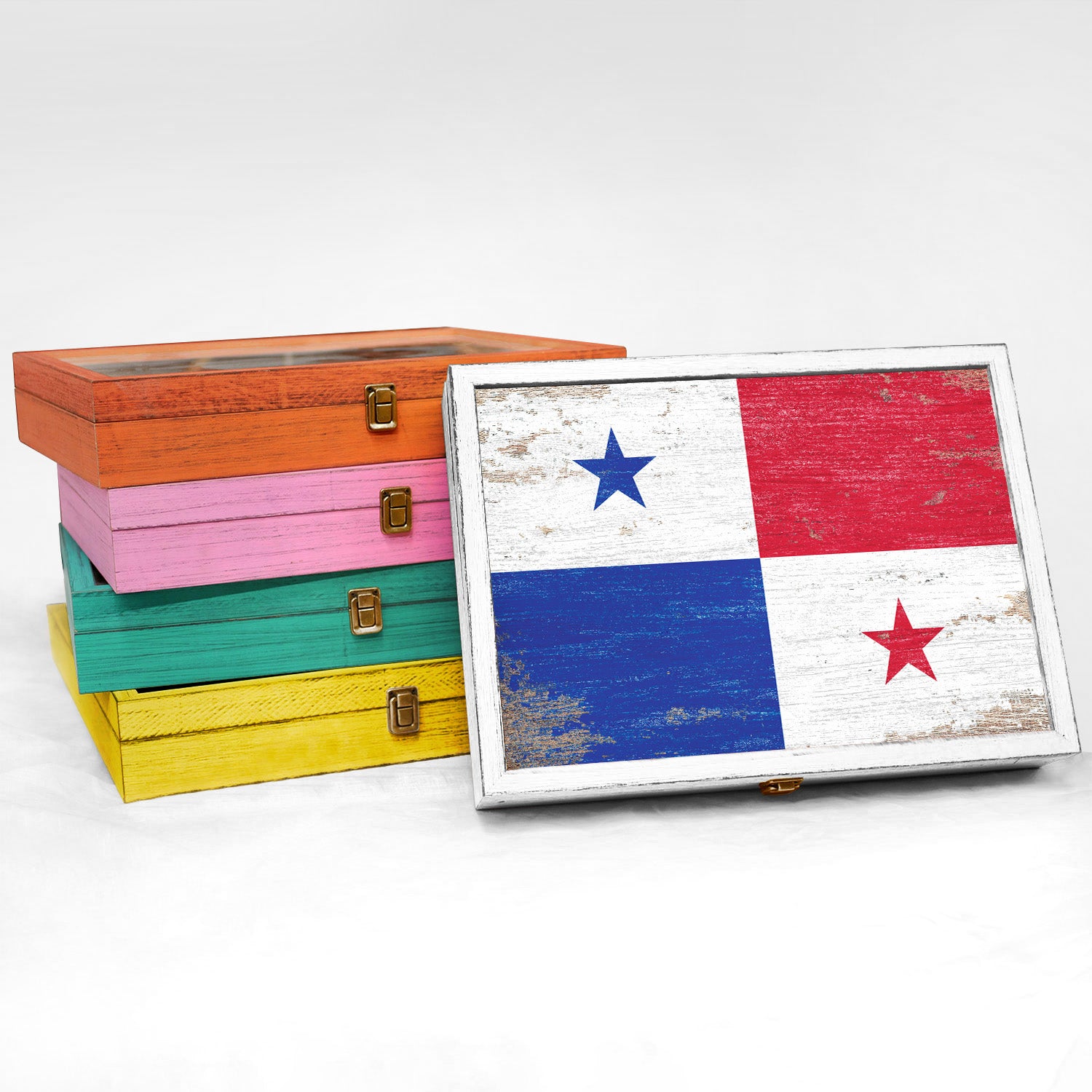 Panama Wood Flag Frame Keepsake Box