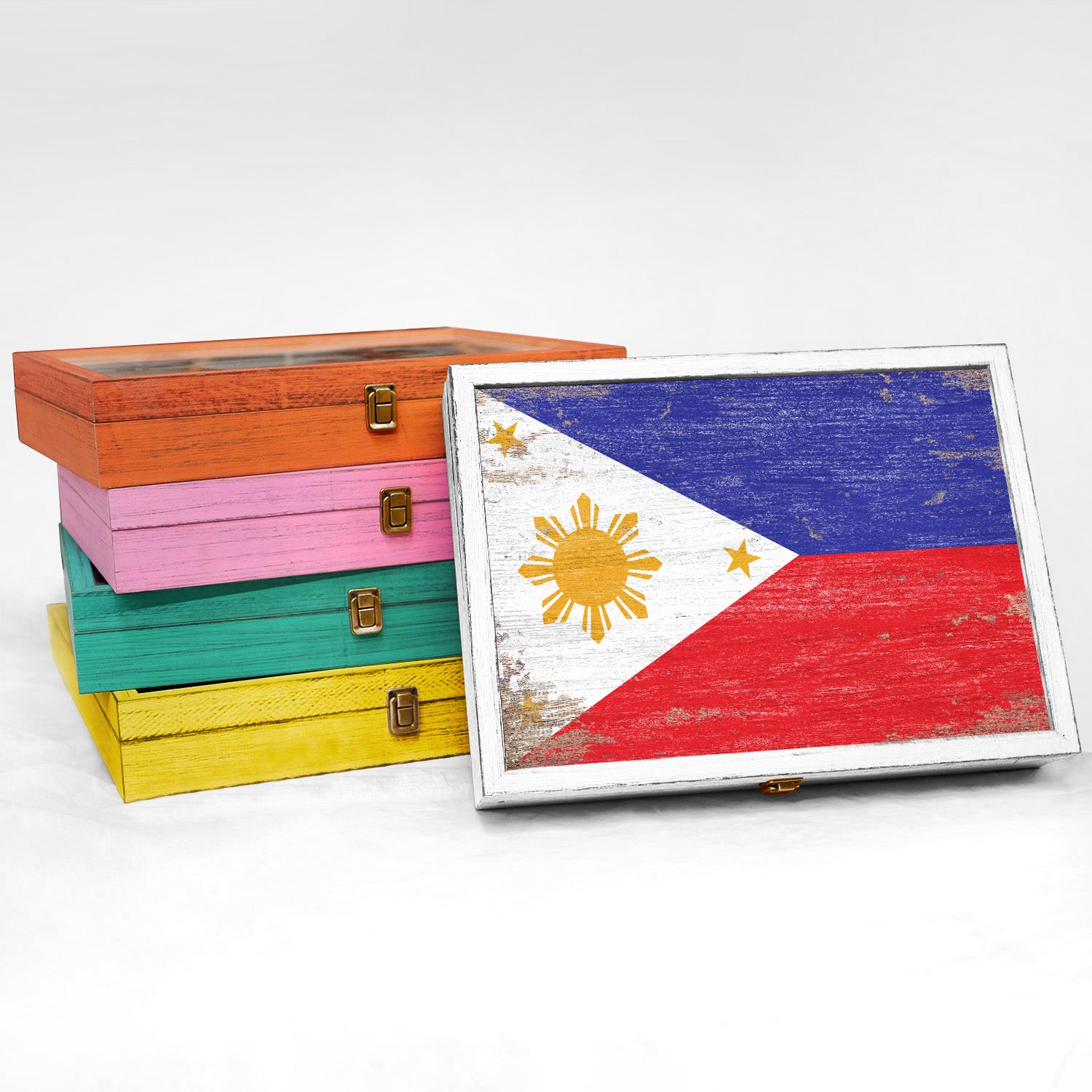 Philippines Wood Flag Frame Keepsake Box