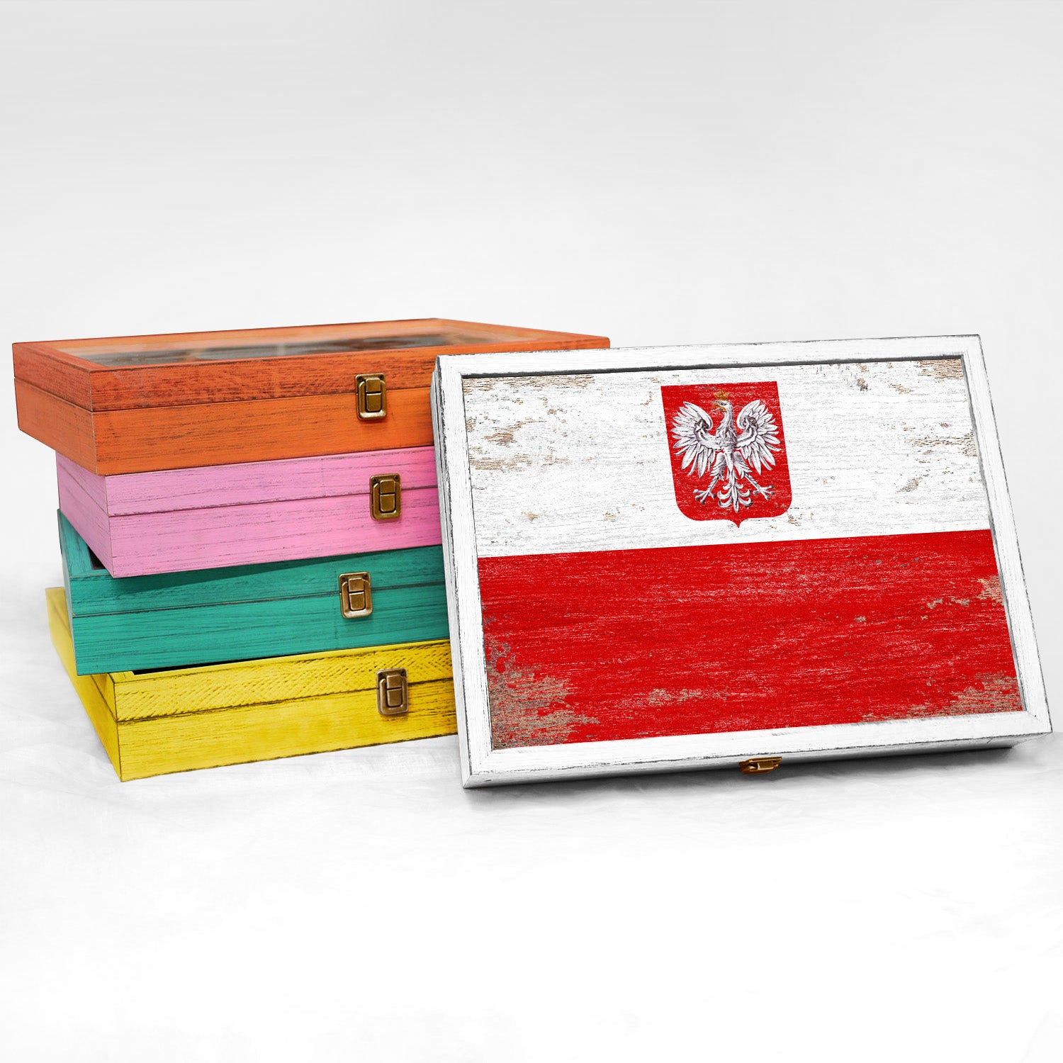 Poland Wood Flag Frame Keepsake Box